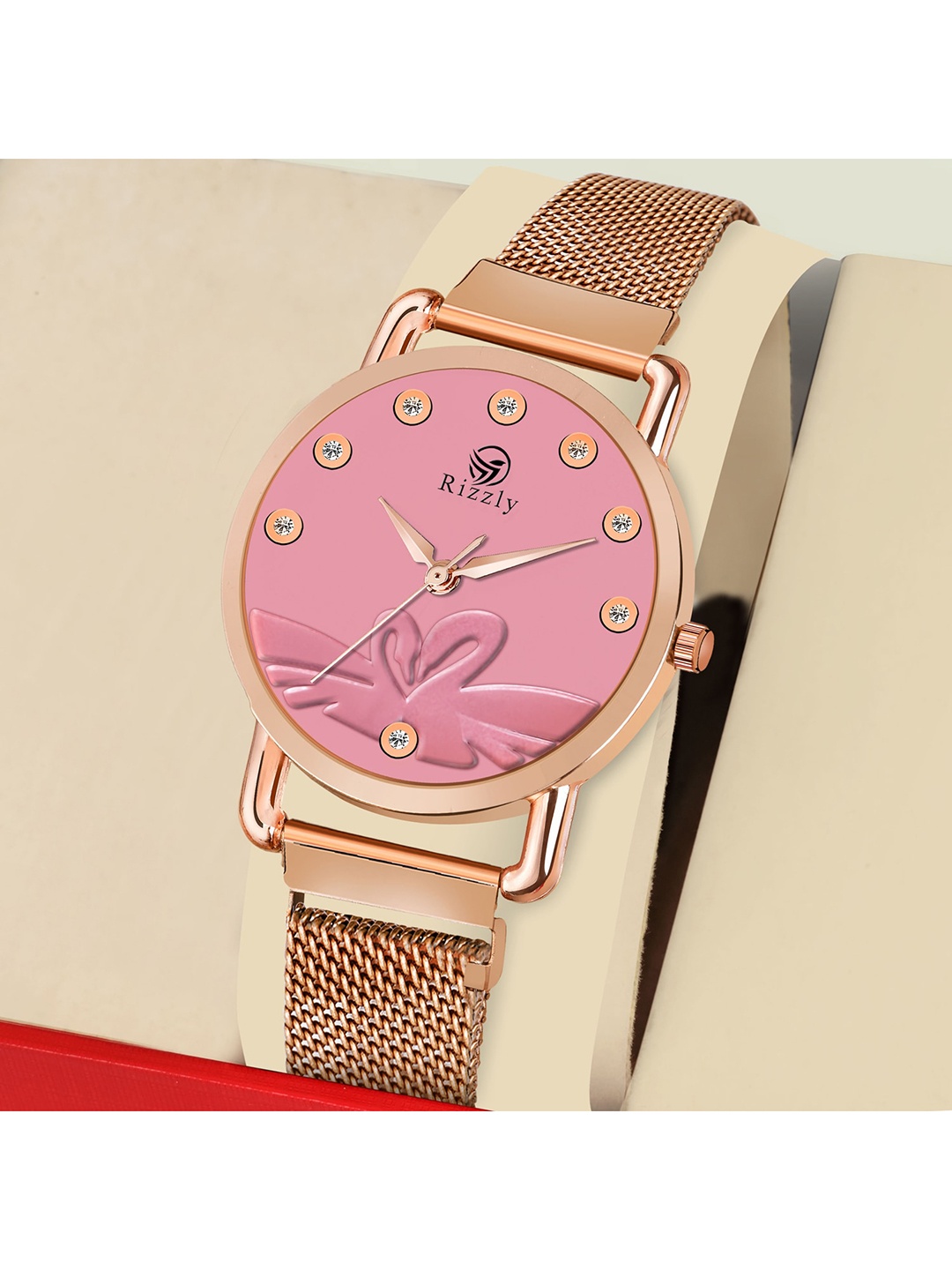 

Septem Women Pink Embellished Dial & Rose Gold Toned Stainless Steel Bracelet Style Straps Analogue Watch SP-143.Pink-Septem-Pinkv