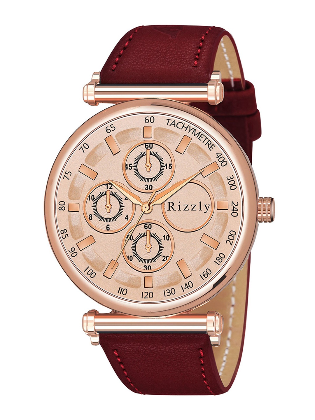

Septem Men Rose Gold Dial & Red Leather Straps Analogue Watch