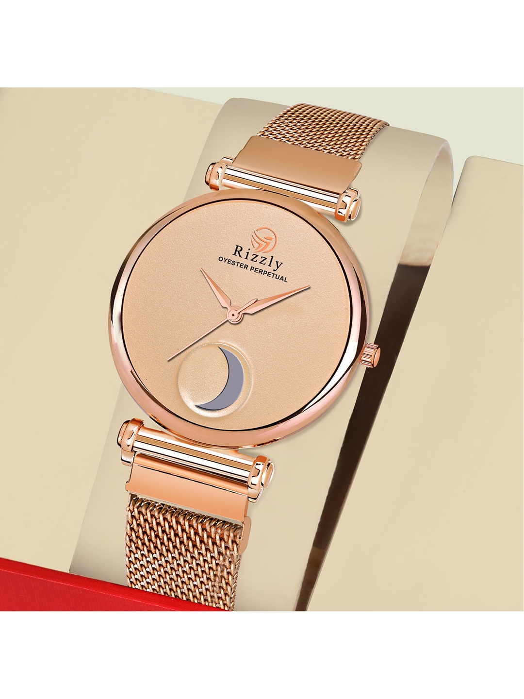 

Septem Women Rose Gold-Toned Embellished Dial & Rose Gold Toned Stainless Steel Bracelet Style Straps Watch