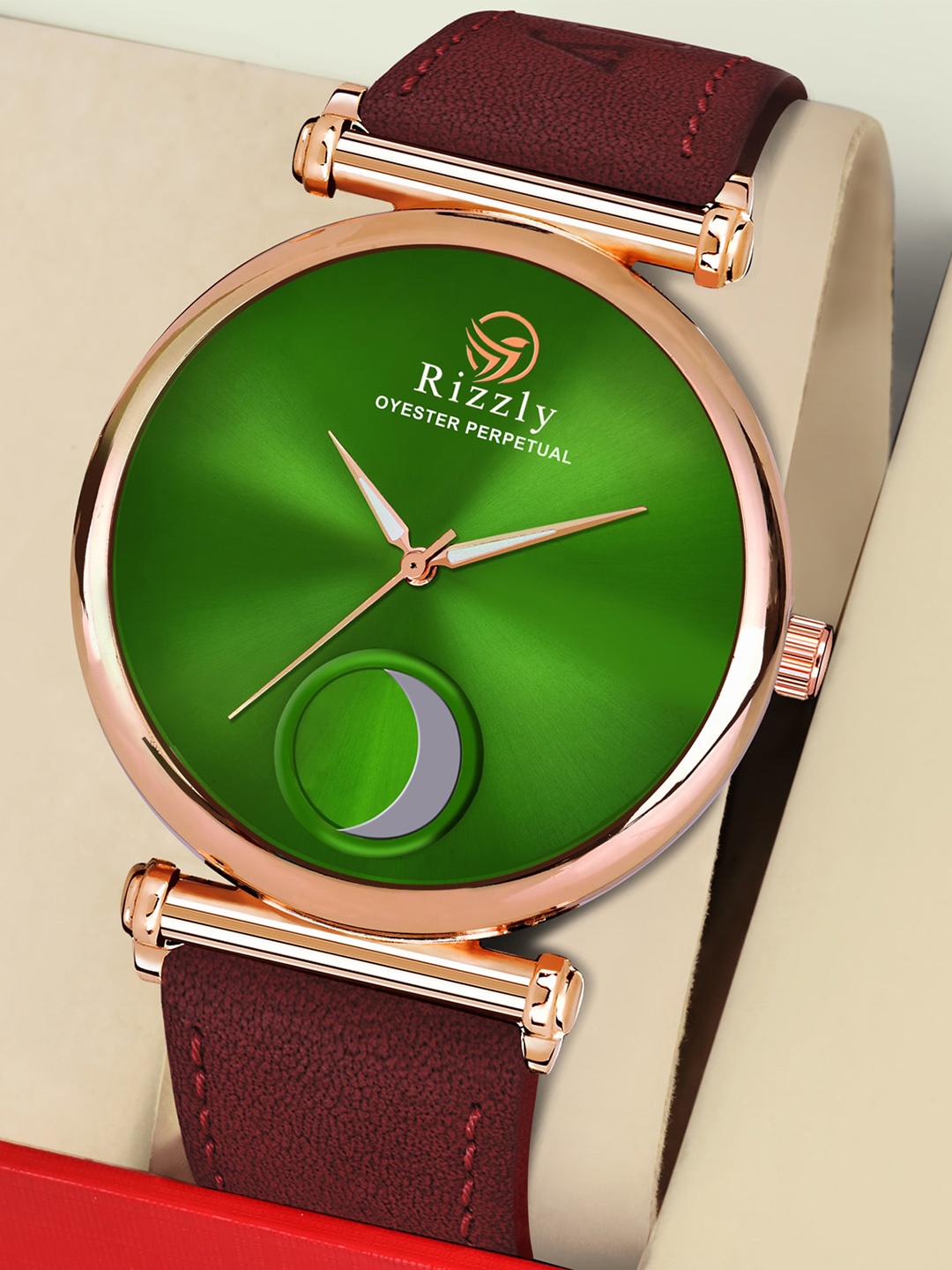 

Septem Men Green Dial & Red Leather Straps Analogue Watch