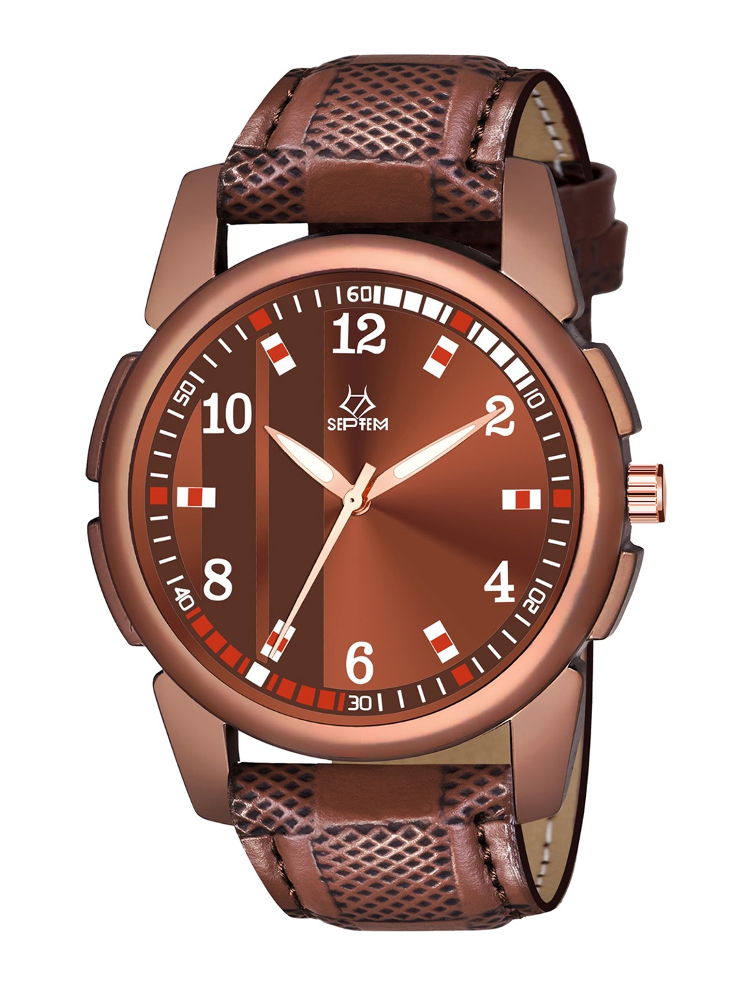 

Septem Men Brown Printed Dial & Brown Leather Straps Analogue Watch, Rust