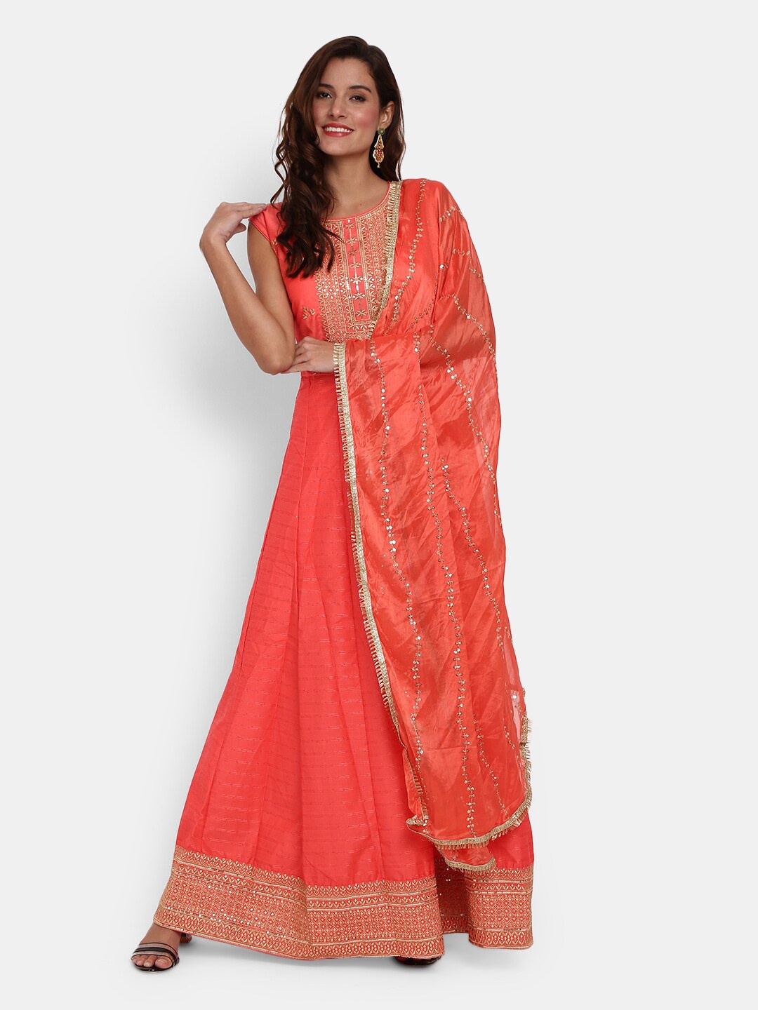 

V-Mart Women Pink Ethnic Motifs Maxi Dress