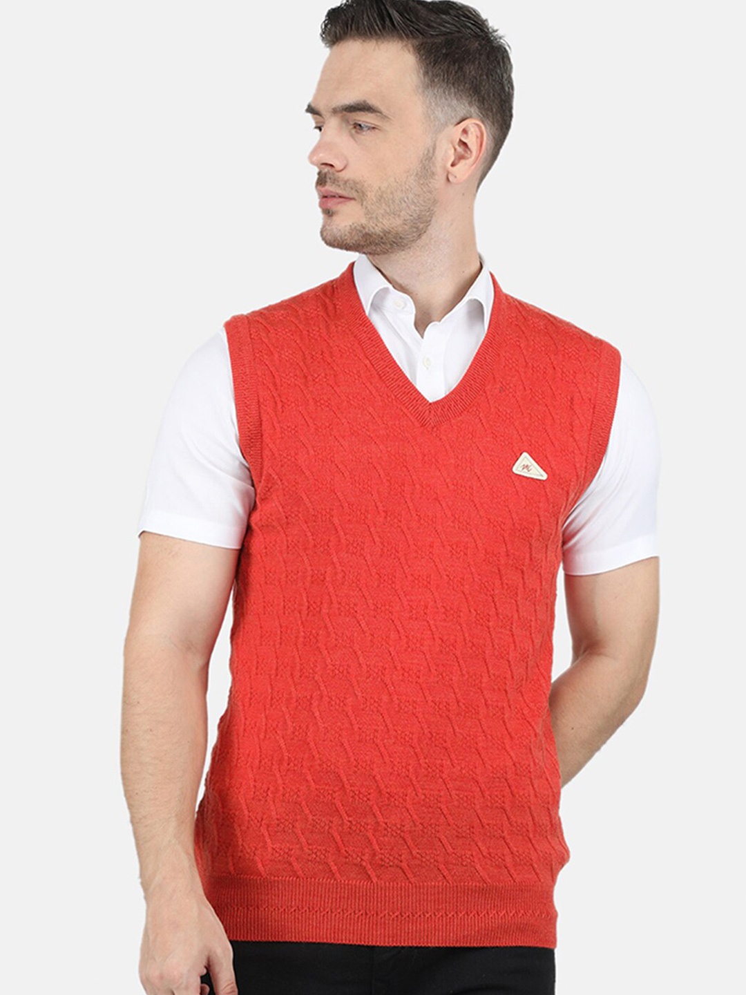 

Monte Carlo Men Orange Cable Knit Sweater Vest