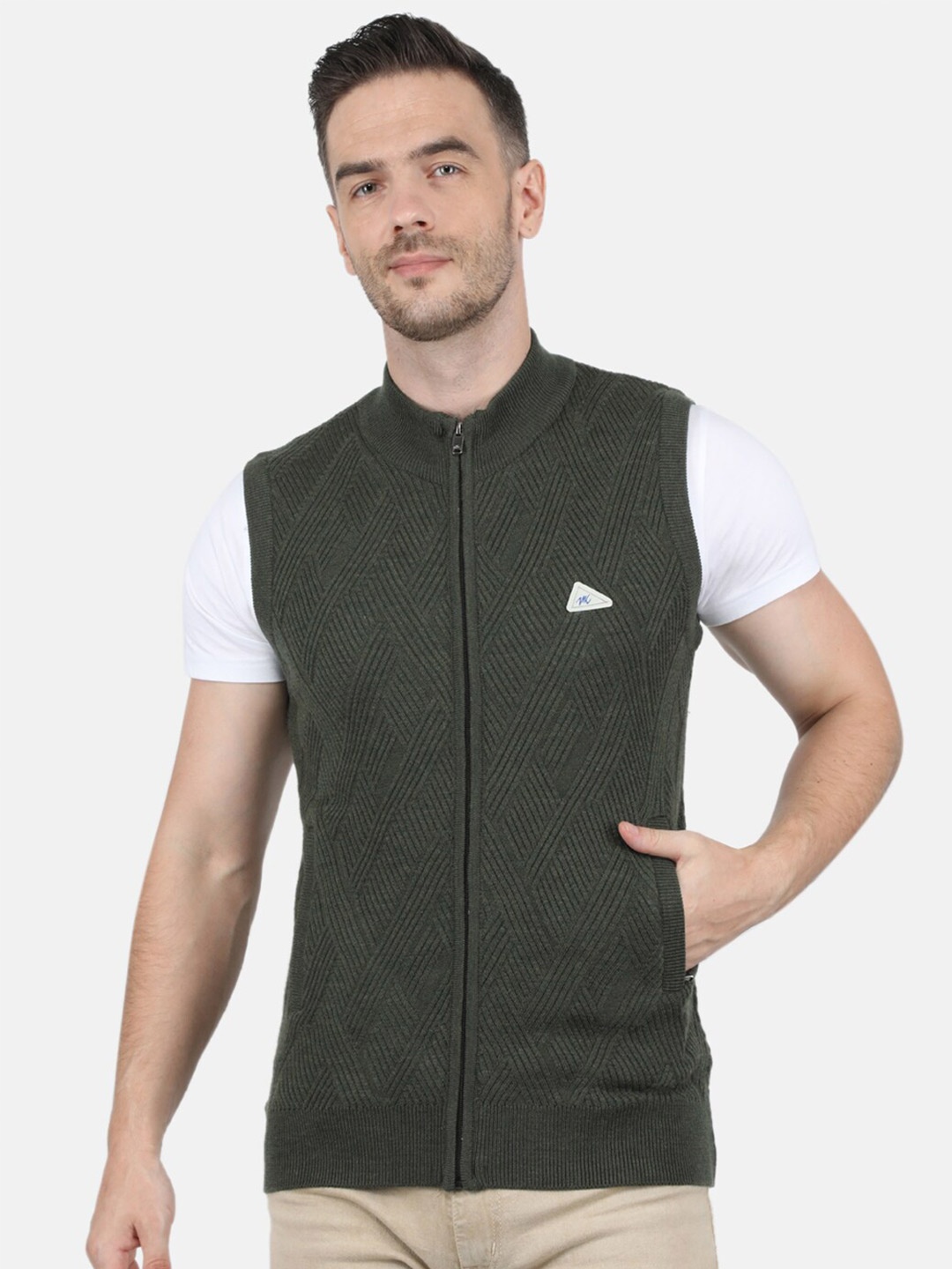 

Monte Carlo Men Olive Green Woolen Cable Knit