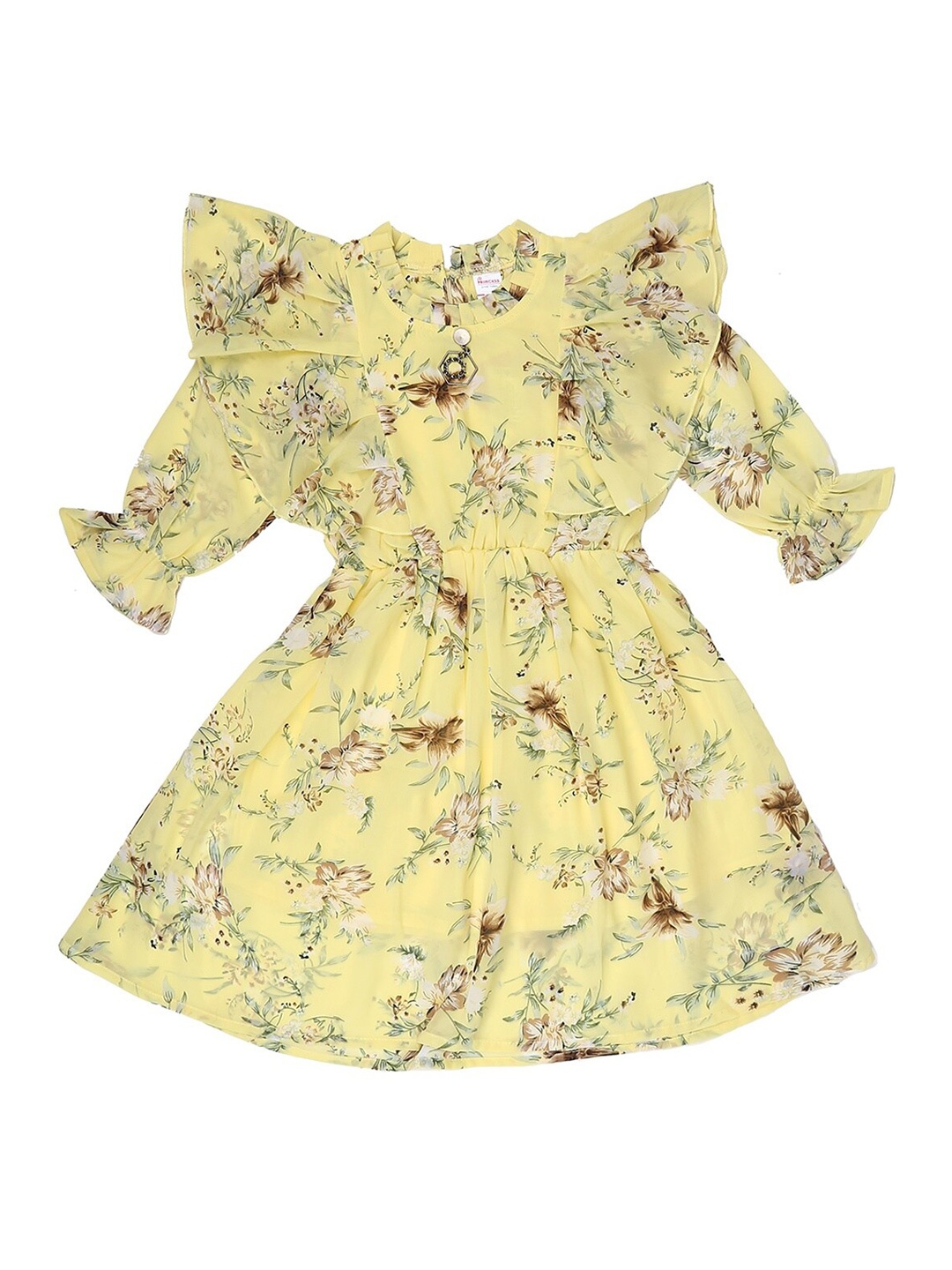 

V-Mart Girls Yellow Floral Fit & Flare Dress