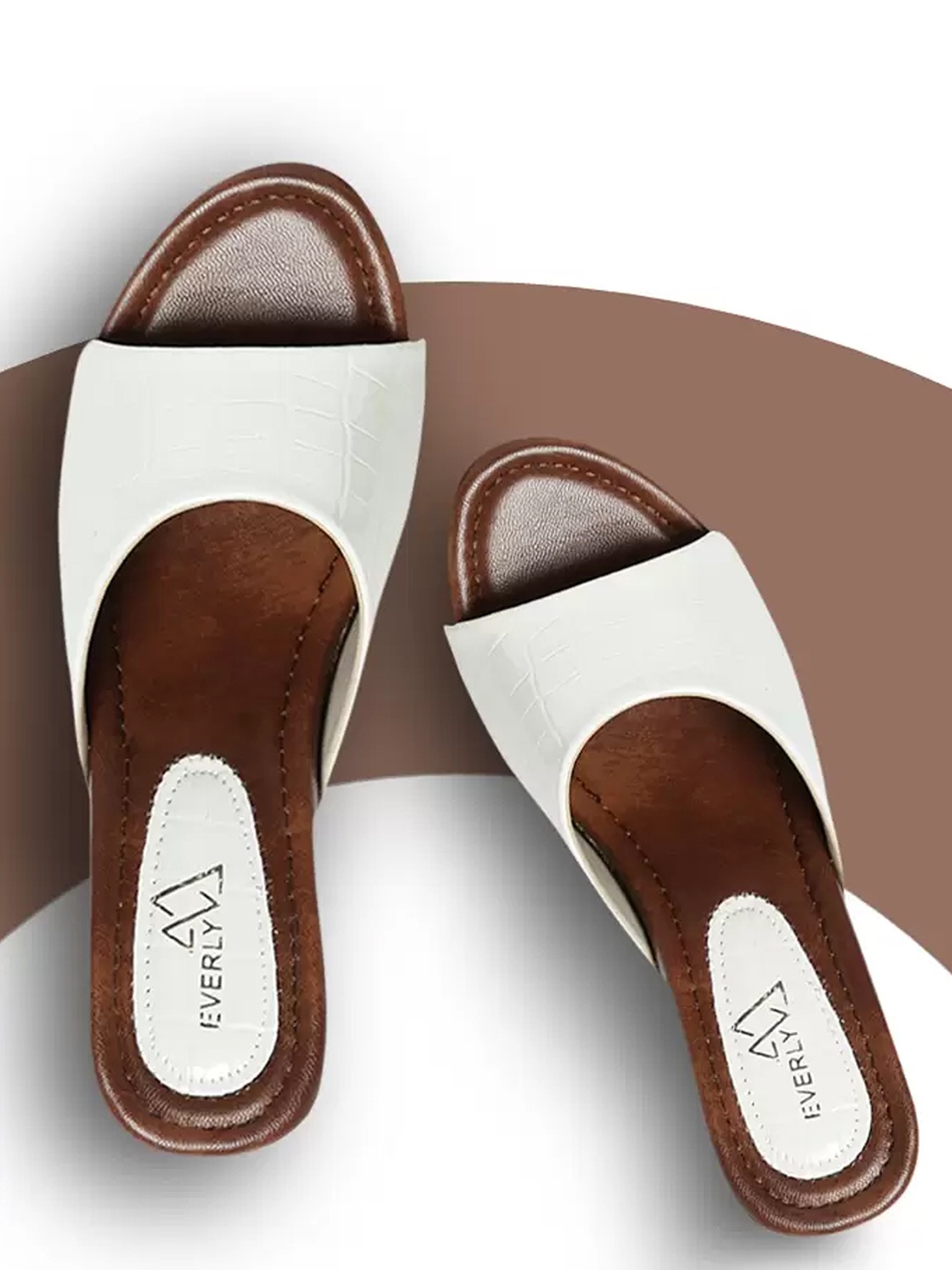 

EVERLY White & Brown Embellished Wedge Sandals