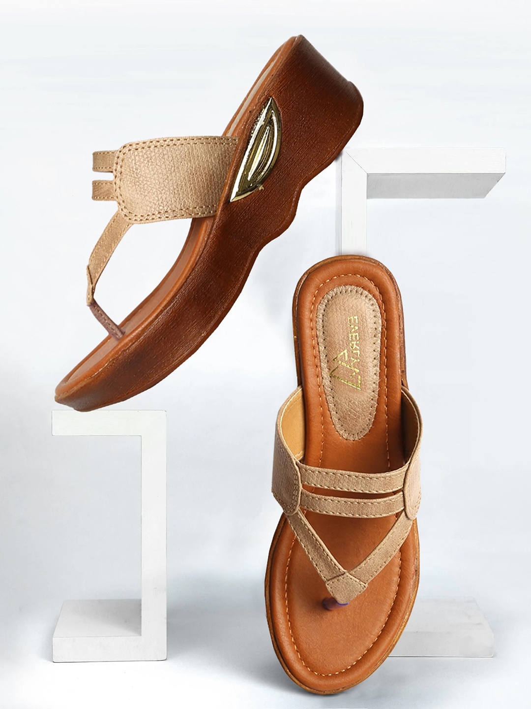 

EVERLY Beige Wedge Sandals