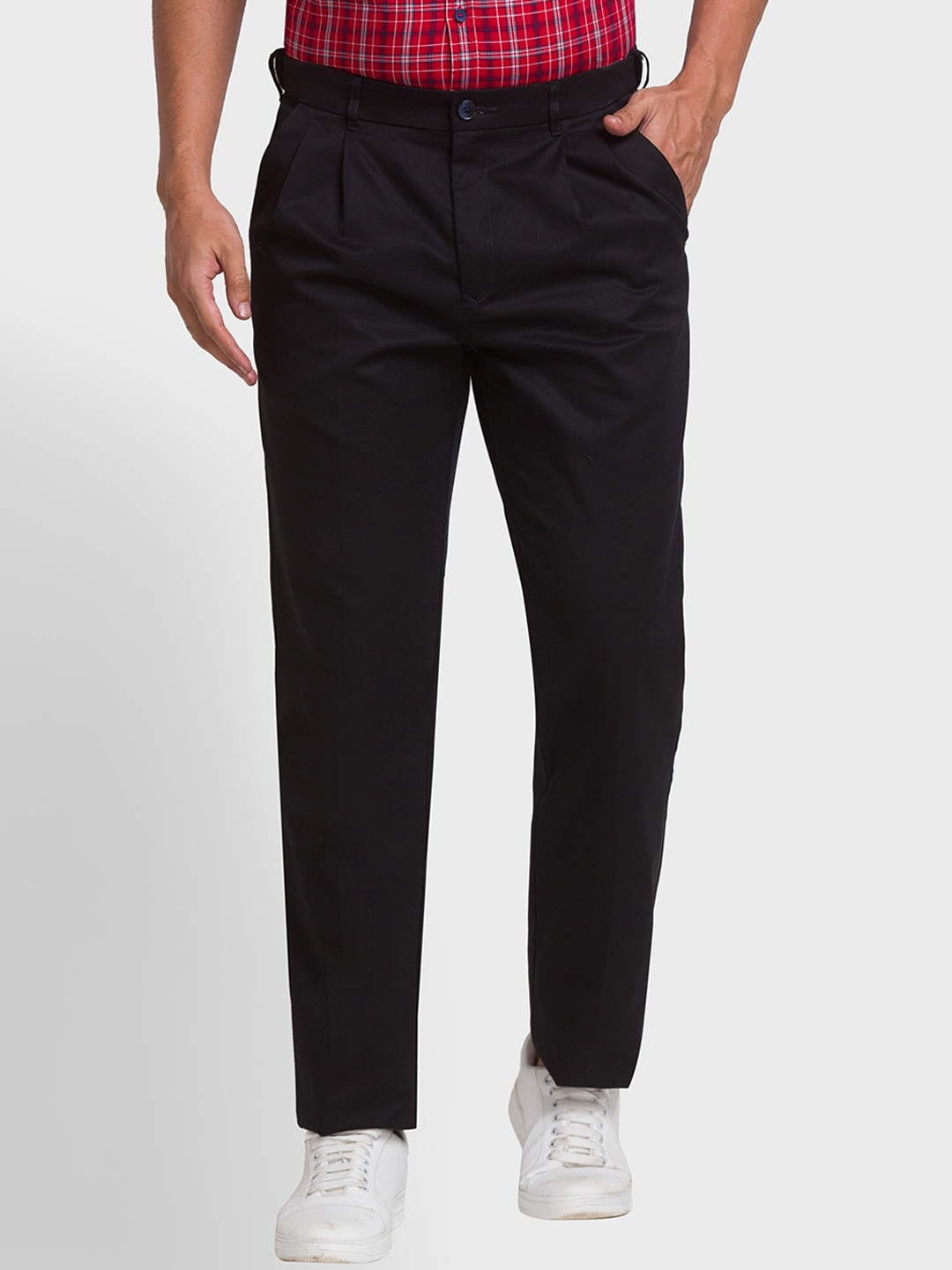 

ColorPlus Men Black Pleated Trousers