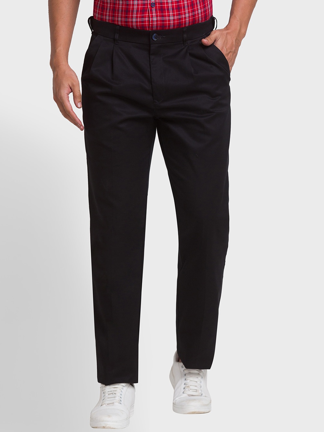 

ColorPlus Men Black Pleated Trousers