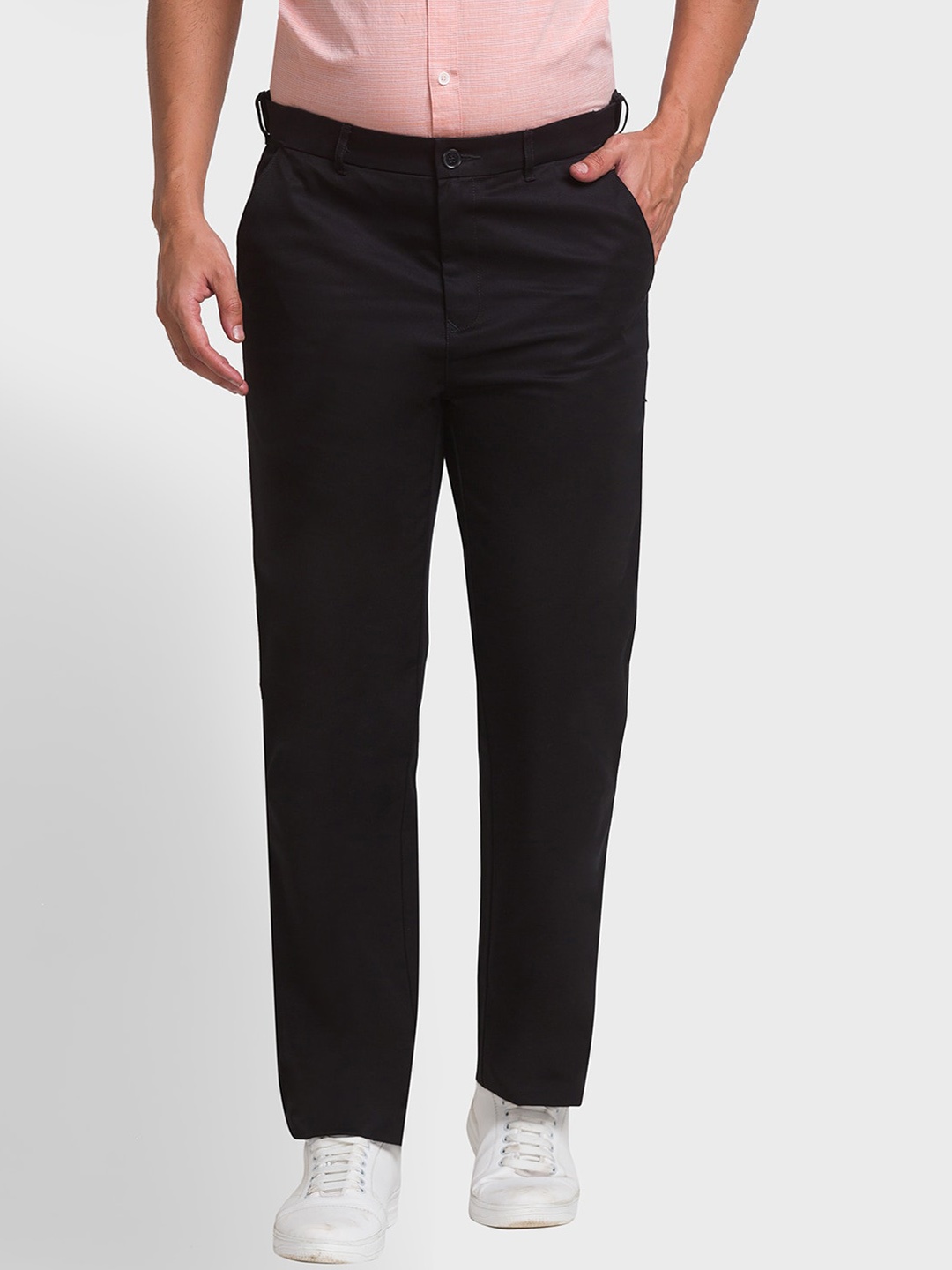 

ColorPlus Men Black Pure Cotton Regular Trousers