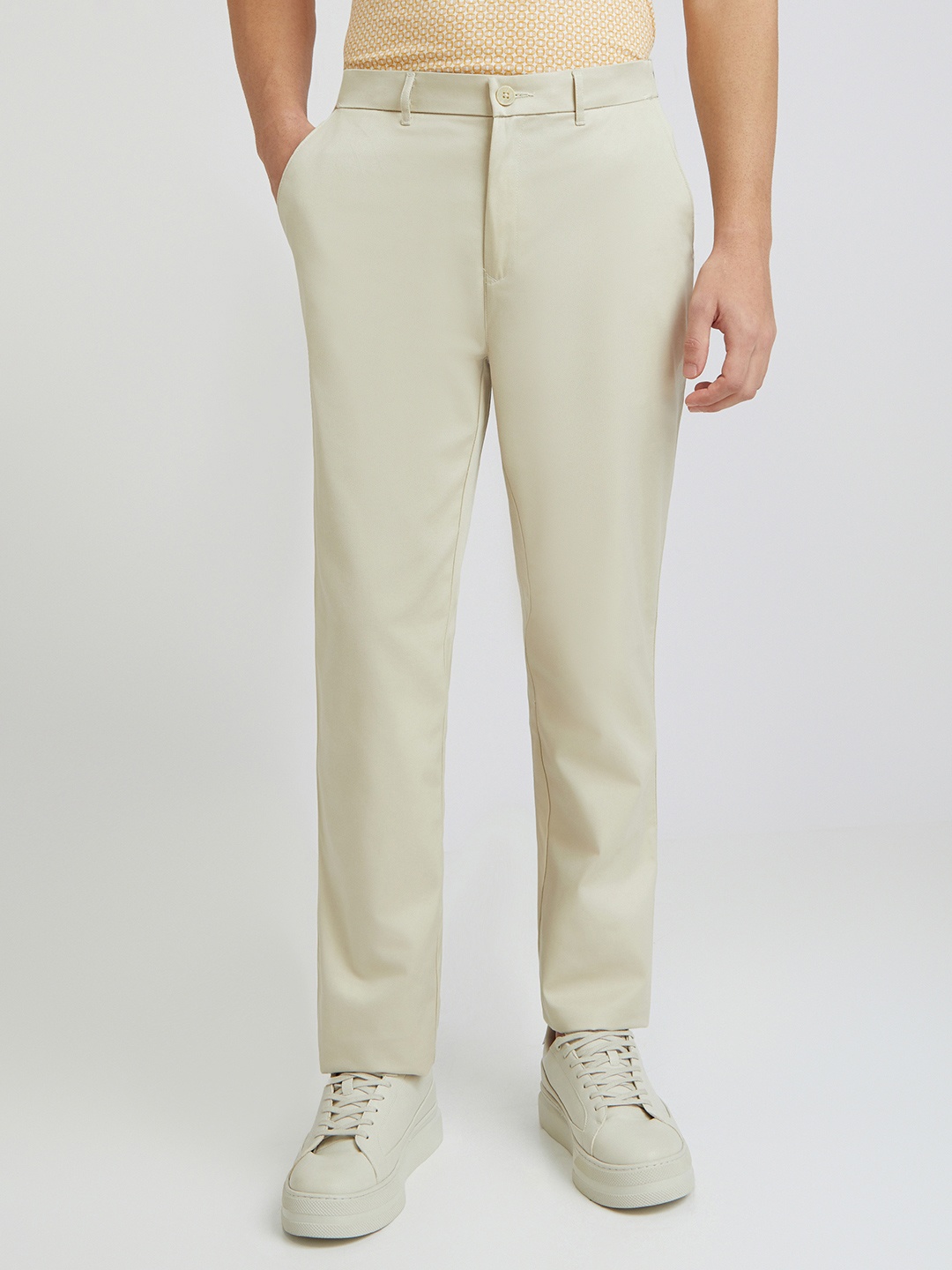 

ColorPlus Men Beige Solid Casual Trousers