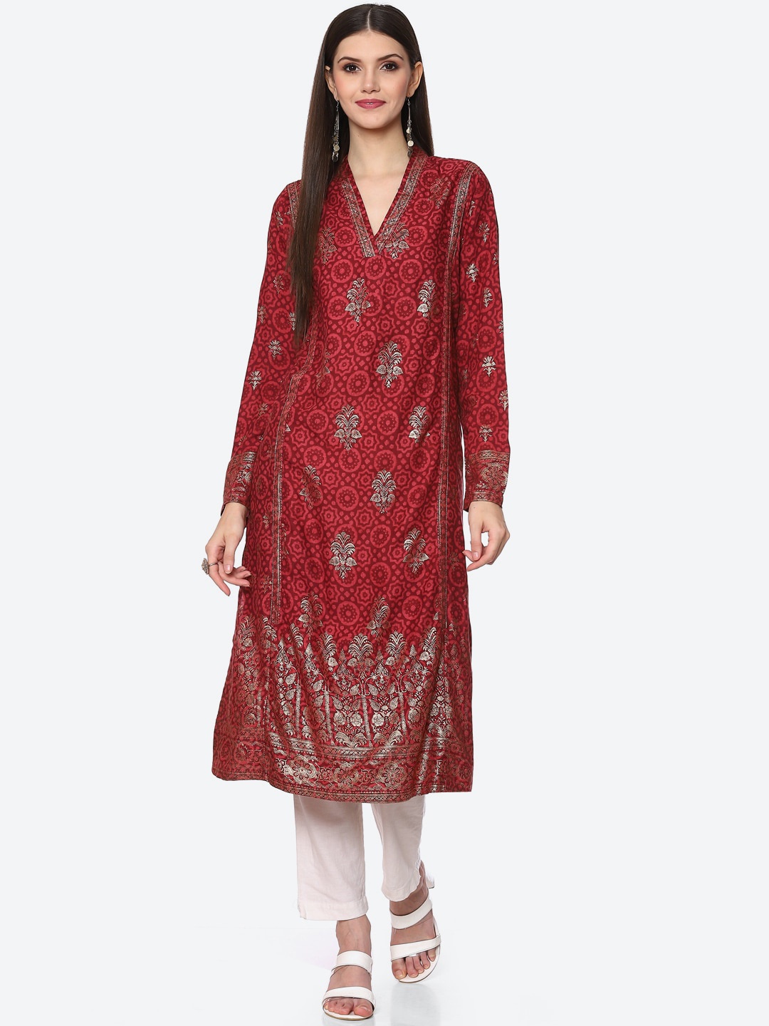 

Biba Women Brown Ethnic Motifs Printed Kurta