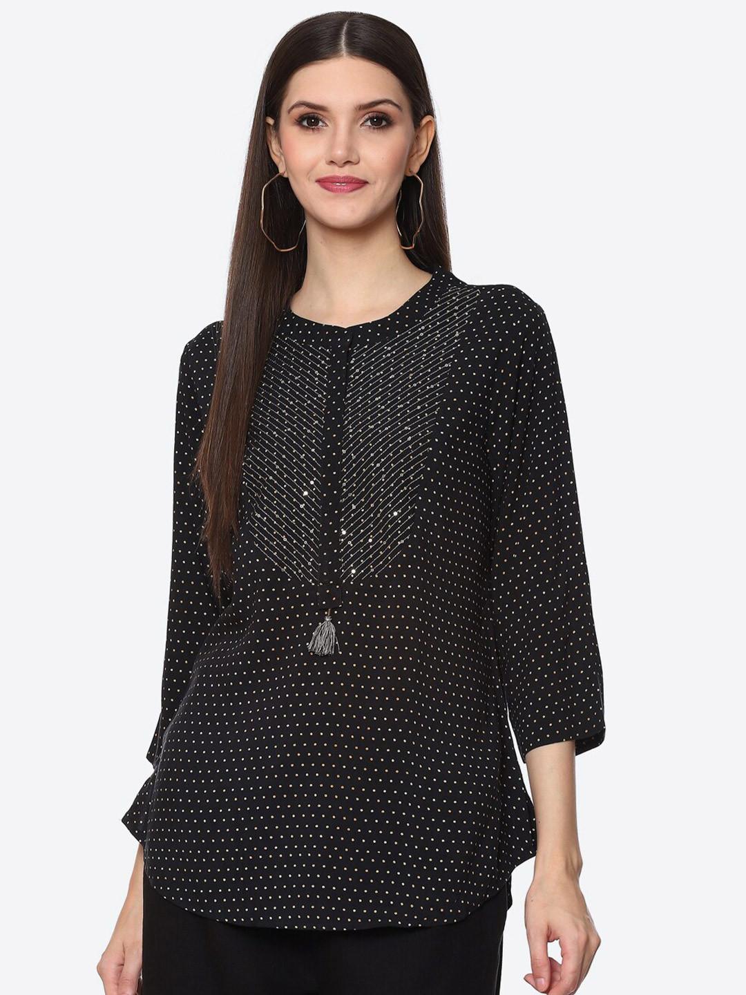 

Biba Black & White Polka dot Printed Kurti