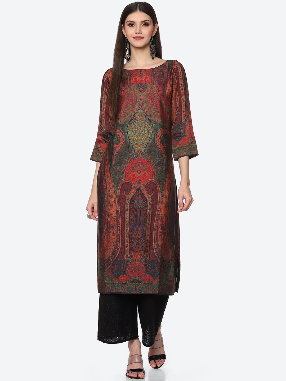 

Biba Women Orange Ethnic Motifs Printed Kurta