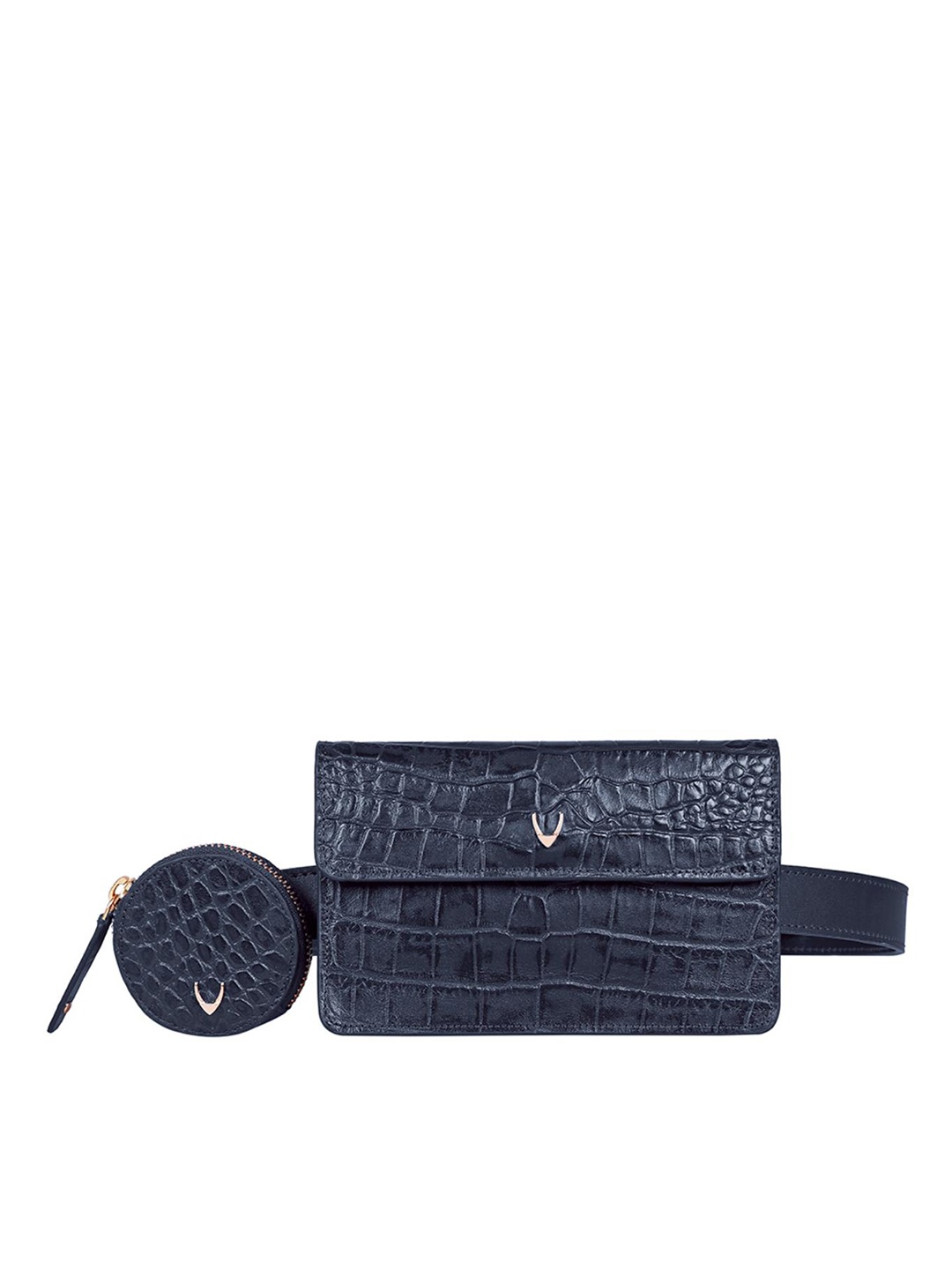 

Hidesign Navy Blue Textured Leather Structured Shoulder Bag