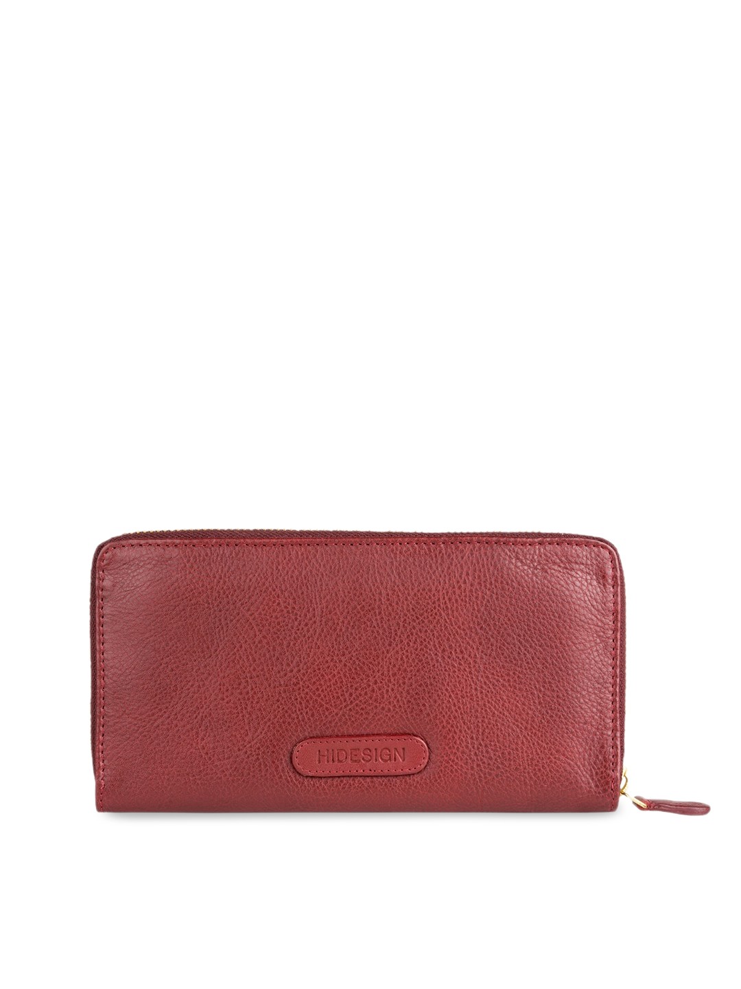

Hidesign Women Red Textured Leather Zip Around Wallet