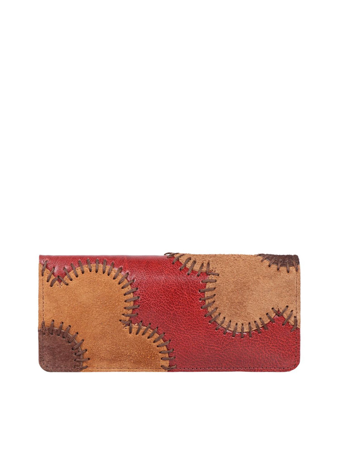 

Hidesign Women Floral Applique Leather Two-Fold Wallet, Red