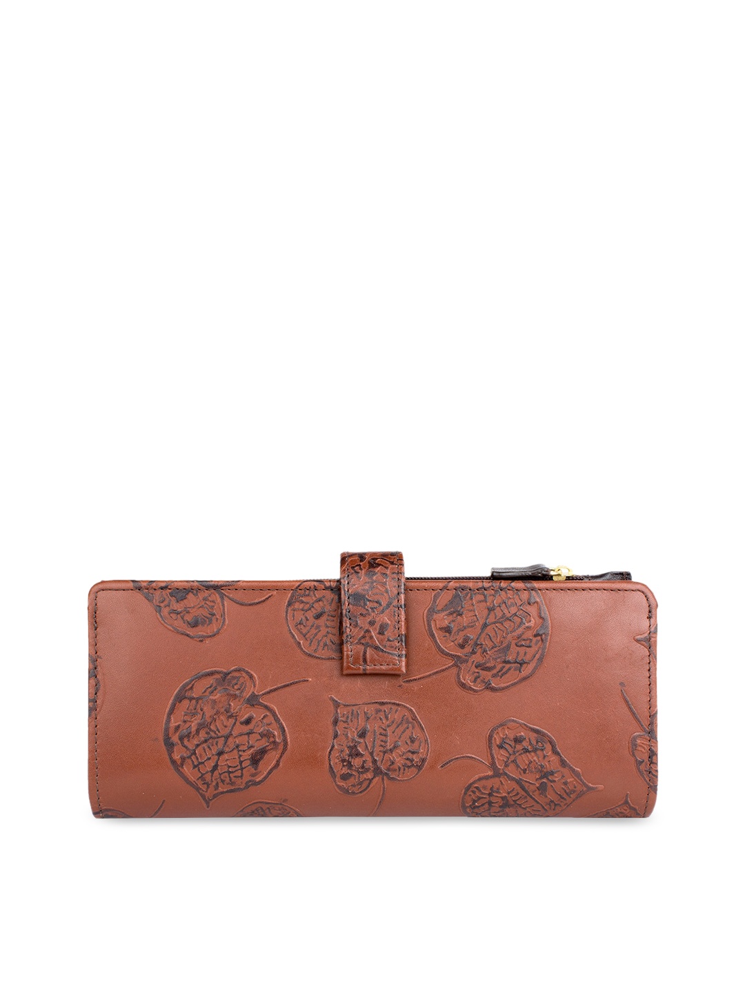 

Hidesign Women Tan Floral Textured Leather Two Fold Wallet