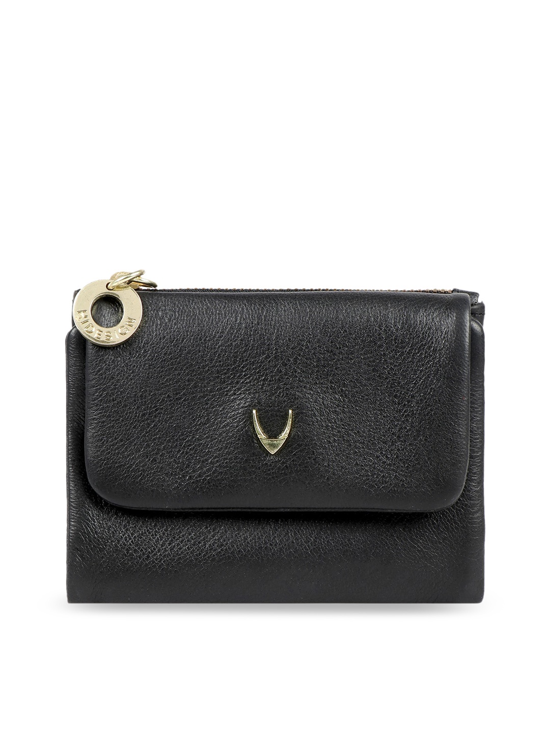 

Hidesign Black Solid Leather Envelope Clutch