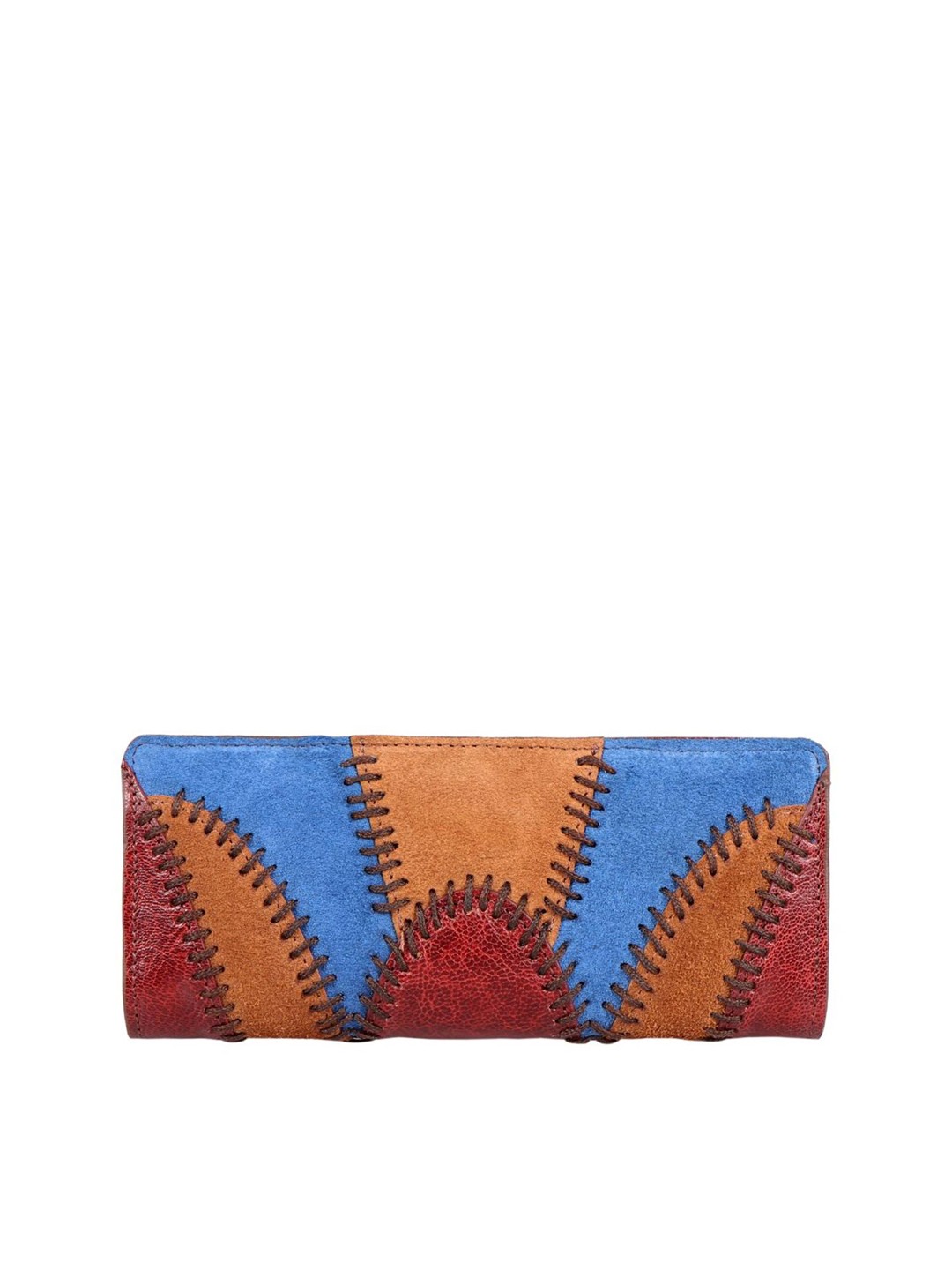 

Hidesign Women Red Blue Colourblocked Embroidered Purse Clutch