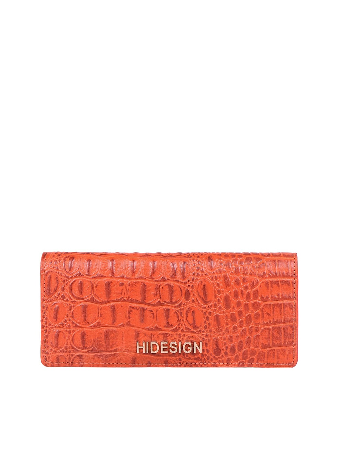 

Hidesign Women Orange Animal Textured Leather Two Fold Wallet