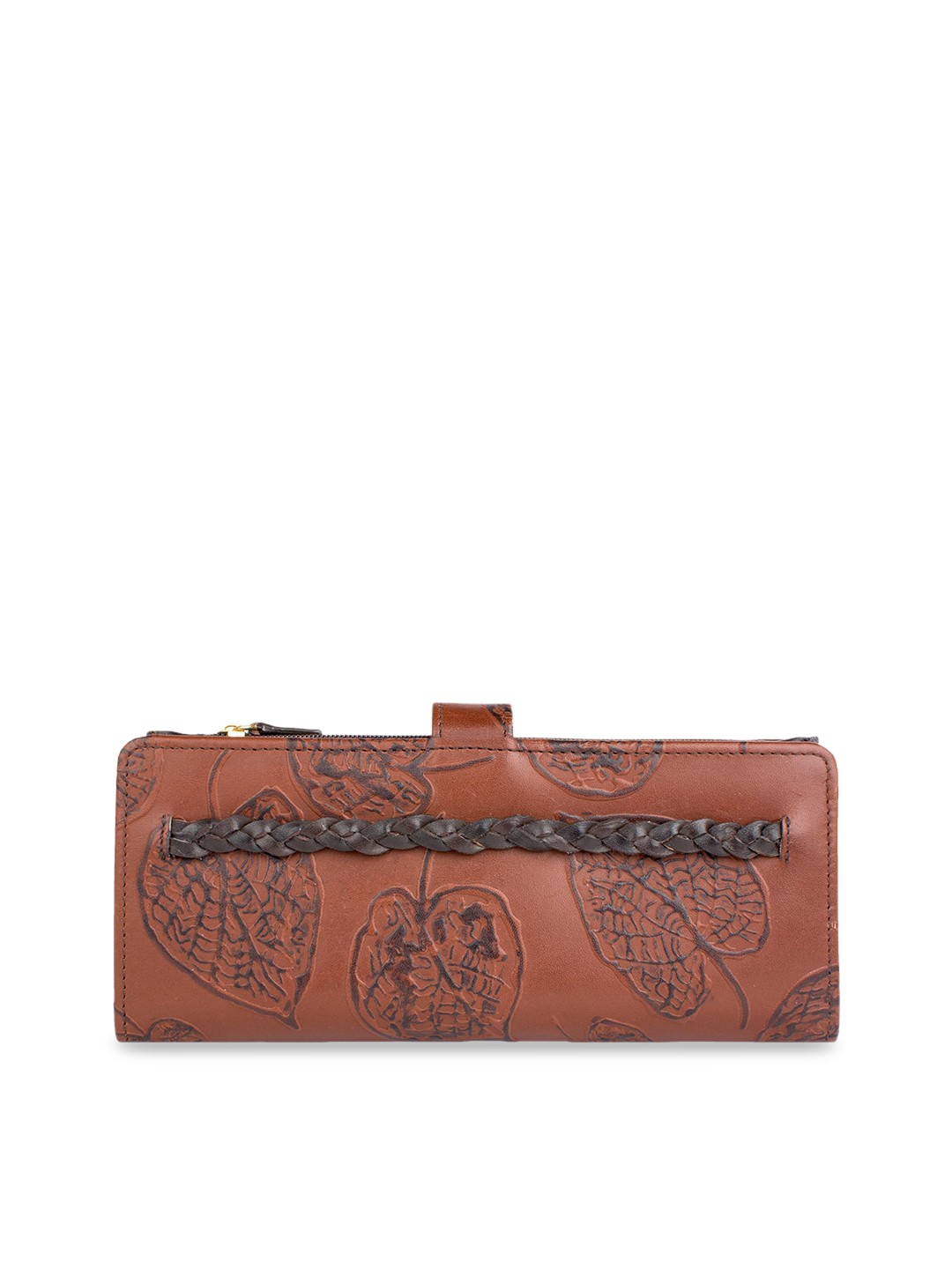 

Hidesign Women Tan Floral Textured Leather Two Fold Wallet