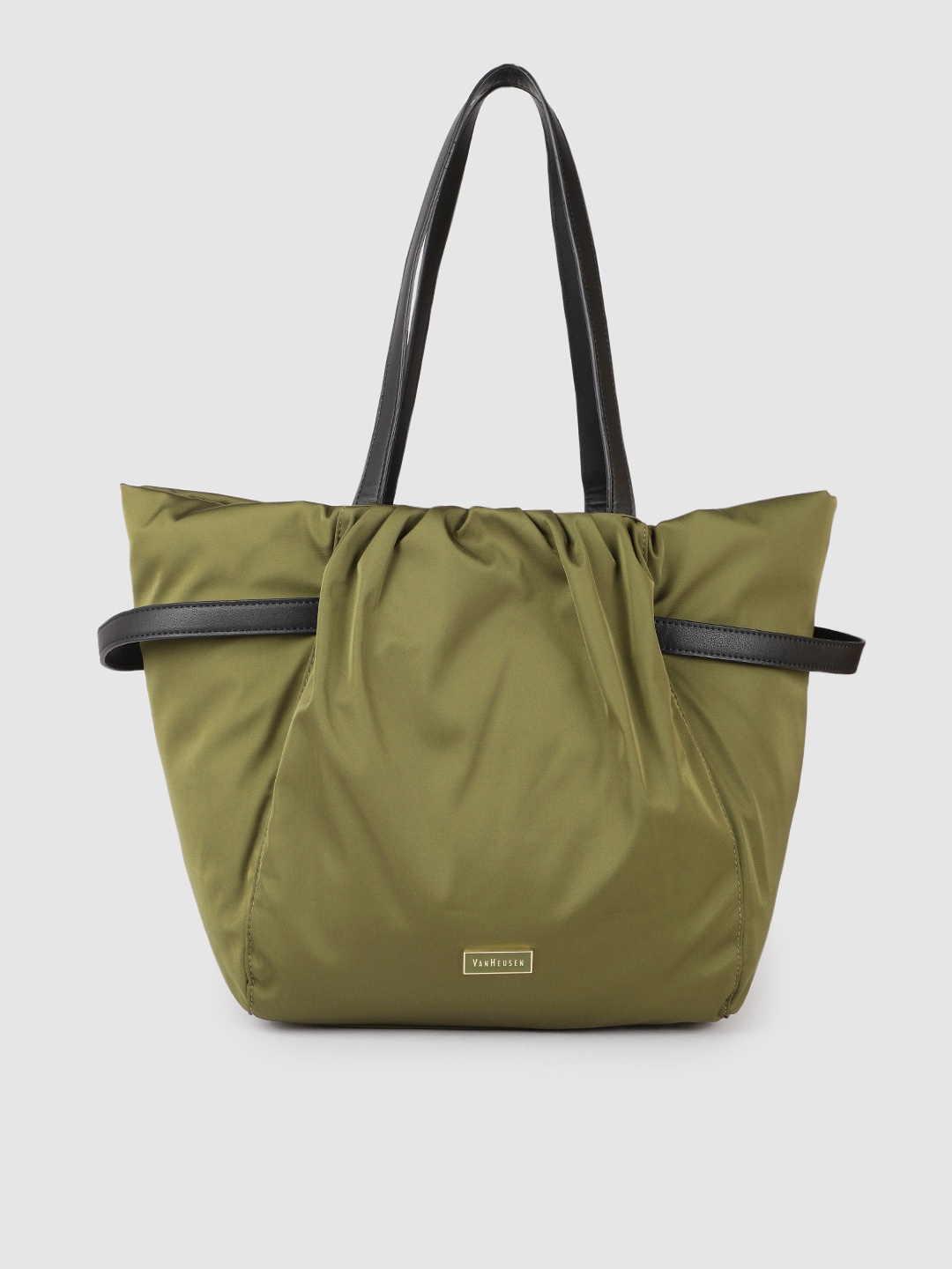 

Van Heusen Green Solid Structured Shoulder Bag