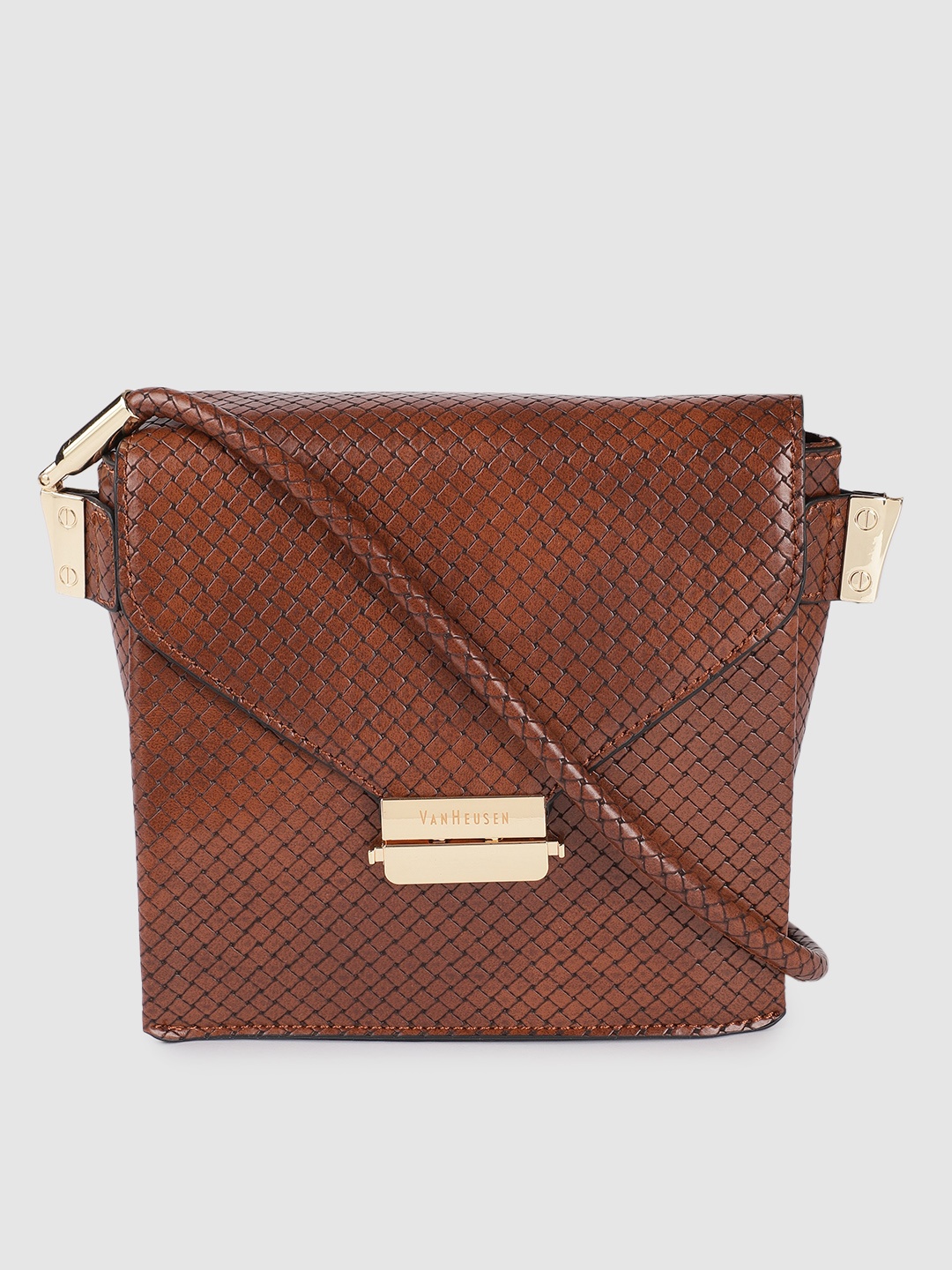 

Van Heusen Tan Brown Textured Structured Sling Bag
