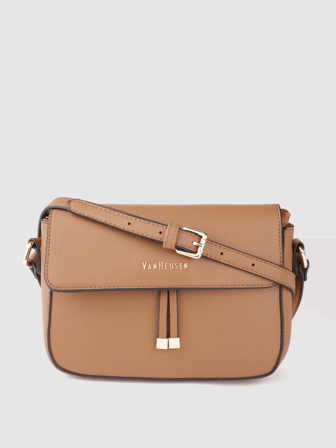 

Van Heusen Tan Brown Solid Structured Sling Bag