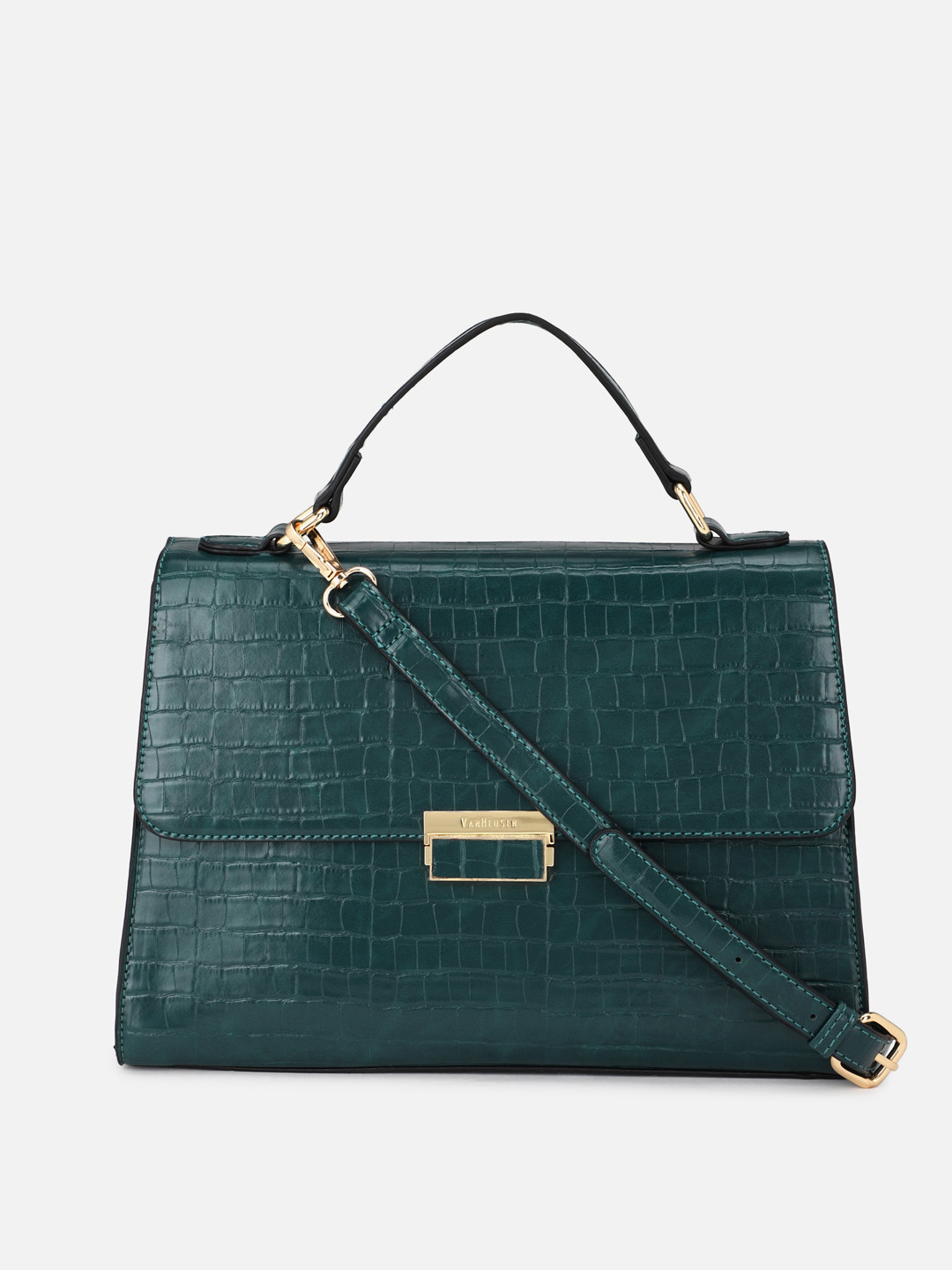 

Van Heusen Teal Green Croc Textured Satchel