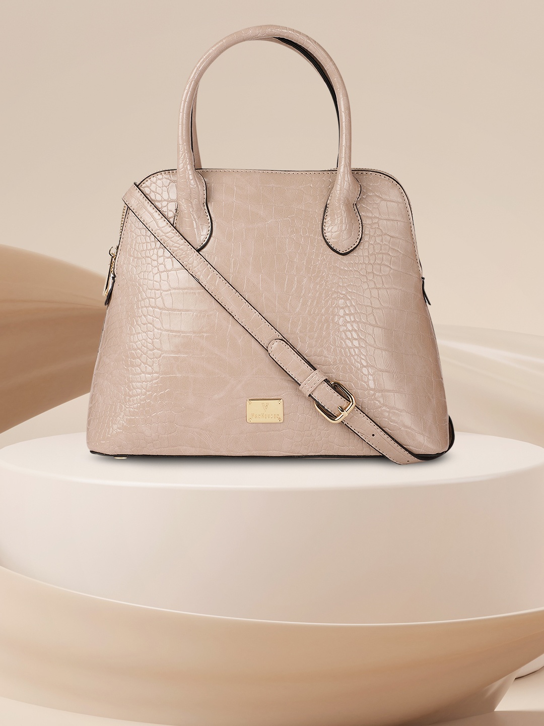 

Van Heusen Beige Textured Handheld Bag