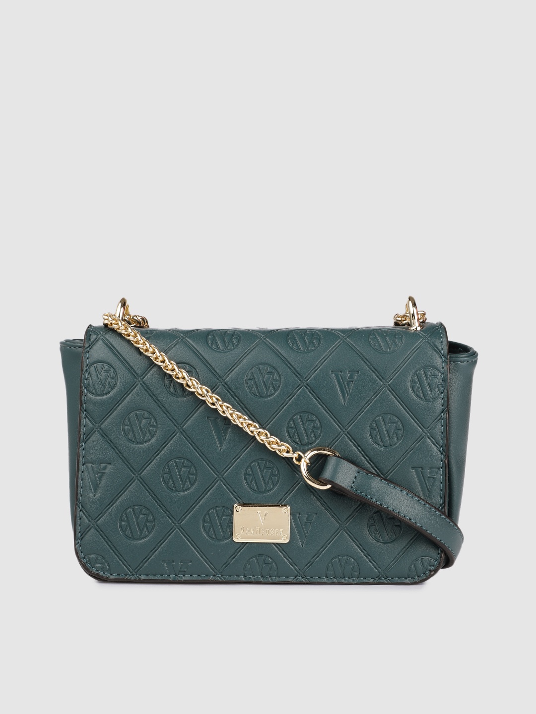

Van Heusen Teal Green Brand Logo Sling Bag