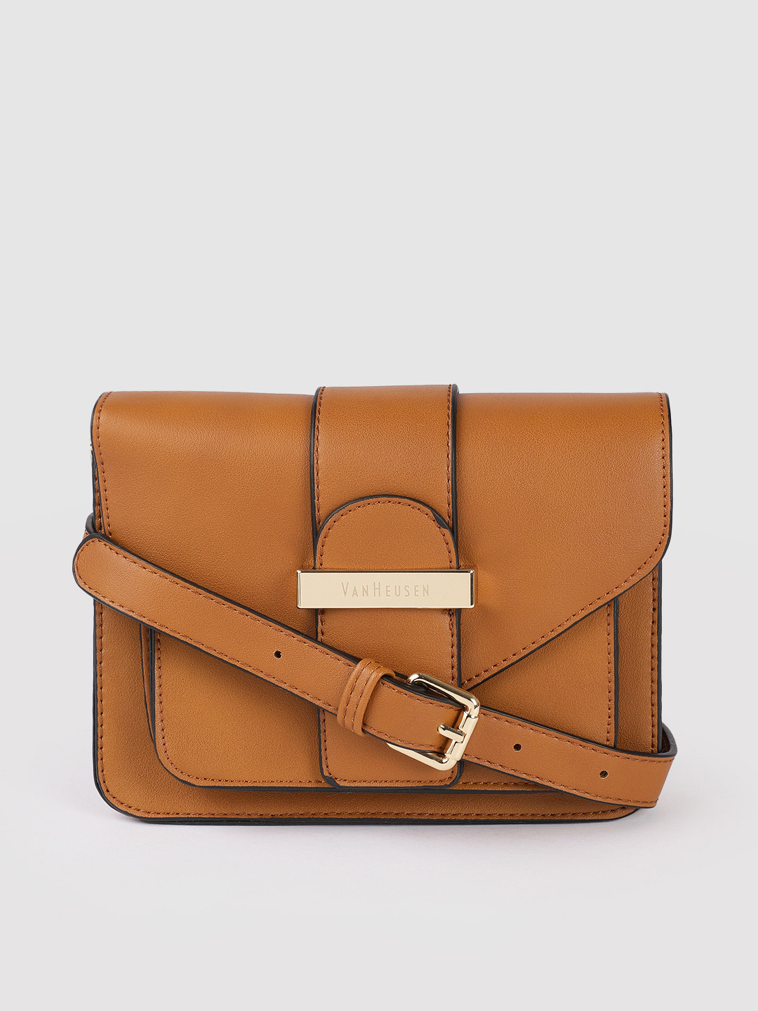 

Van Heusen Tan Brown Solid Structured Sling Bag