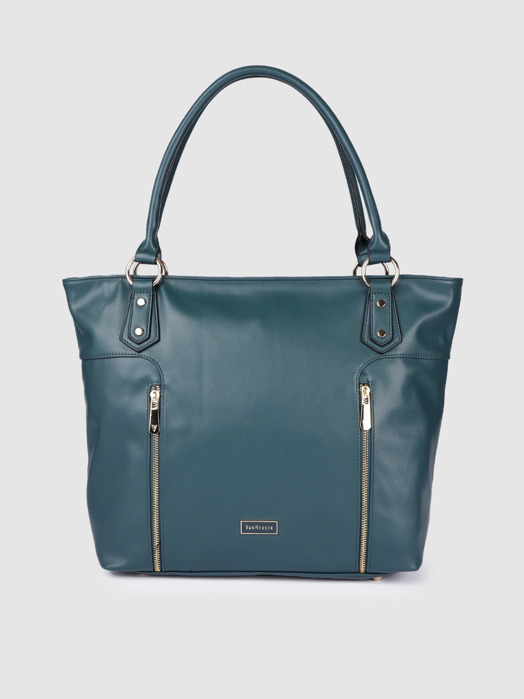 

Van Heusen Teal Green PU Oversized Structured Shoulder Bag With Zip Detail