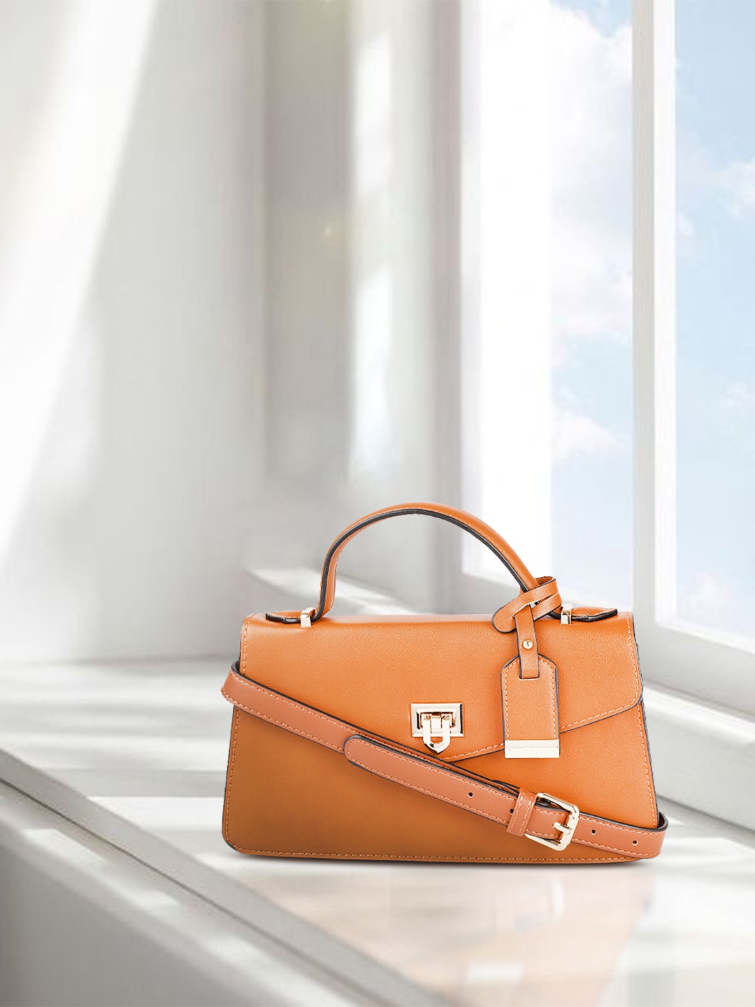 

Van Heusen Tan Brown Solid Structured Satchel
