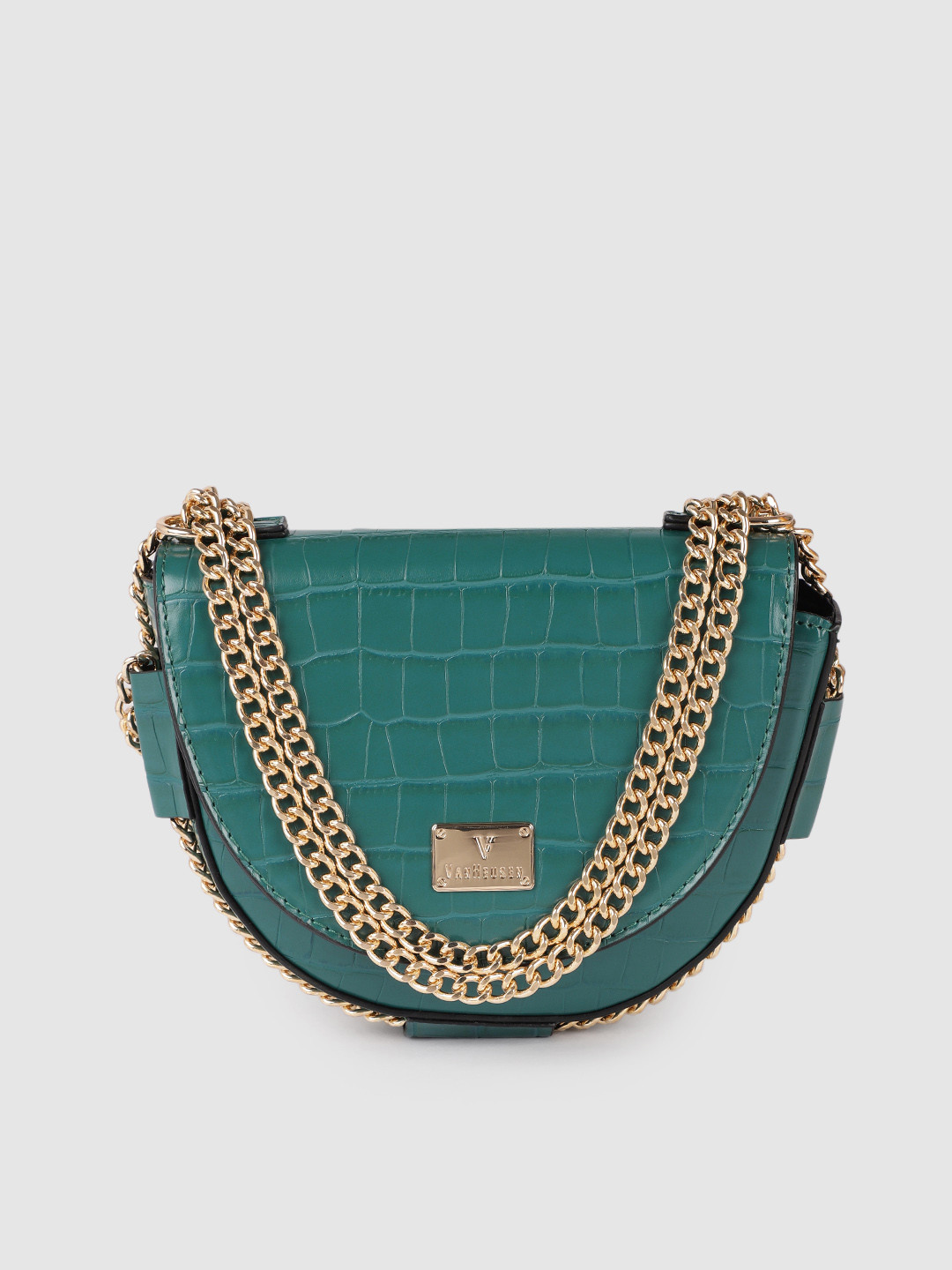 

Van Heusen Teal Green Animal Textured Half Moon Sling Bag