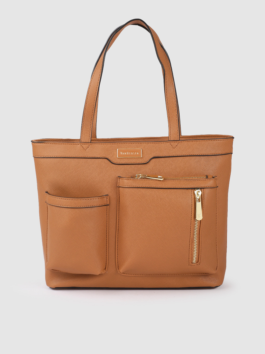 

Van Heusen Brown Solid Structured Shoulder Bag