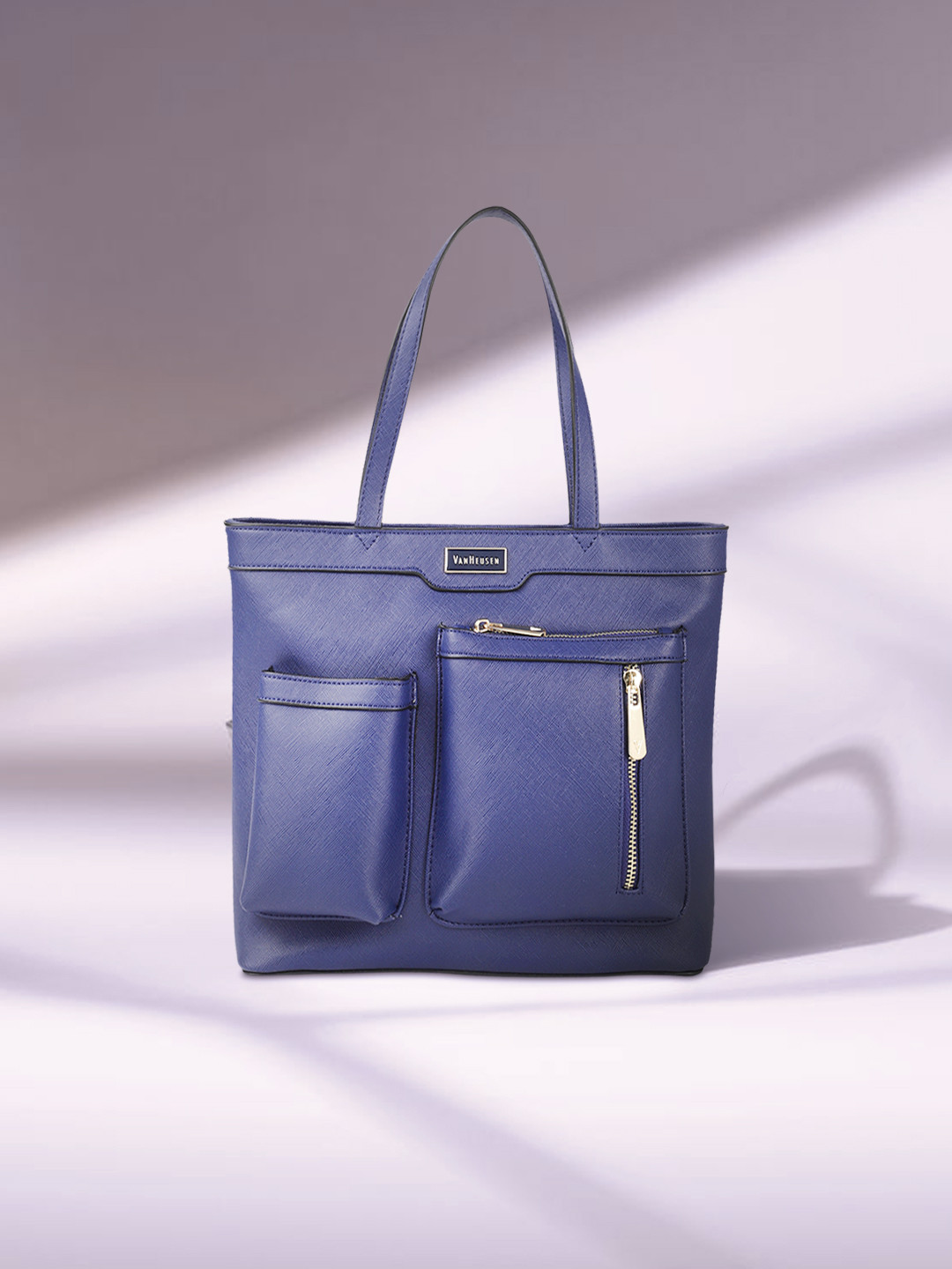 

Van Heusen Blue Solid Structured Shoulder Bag