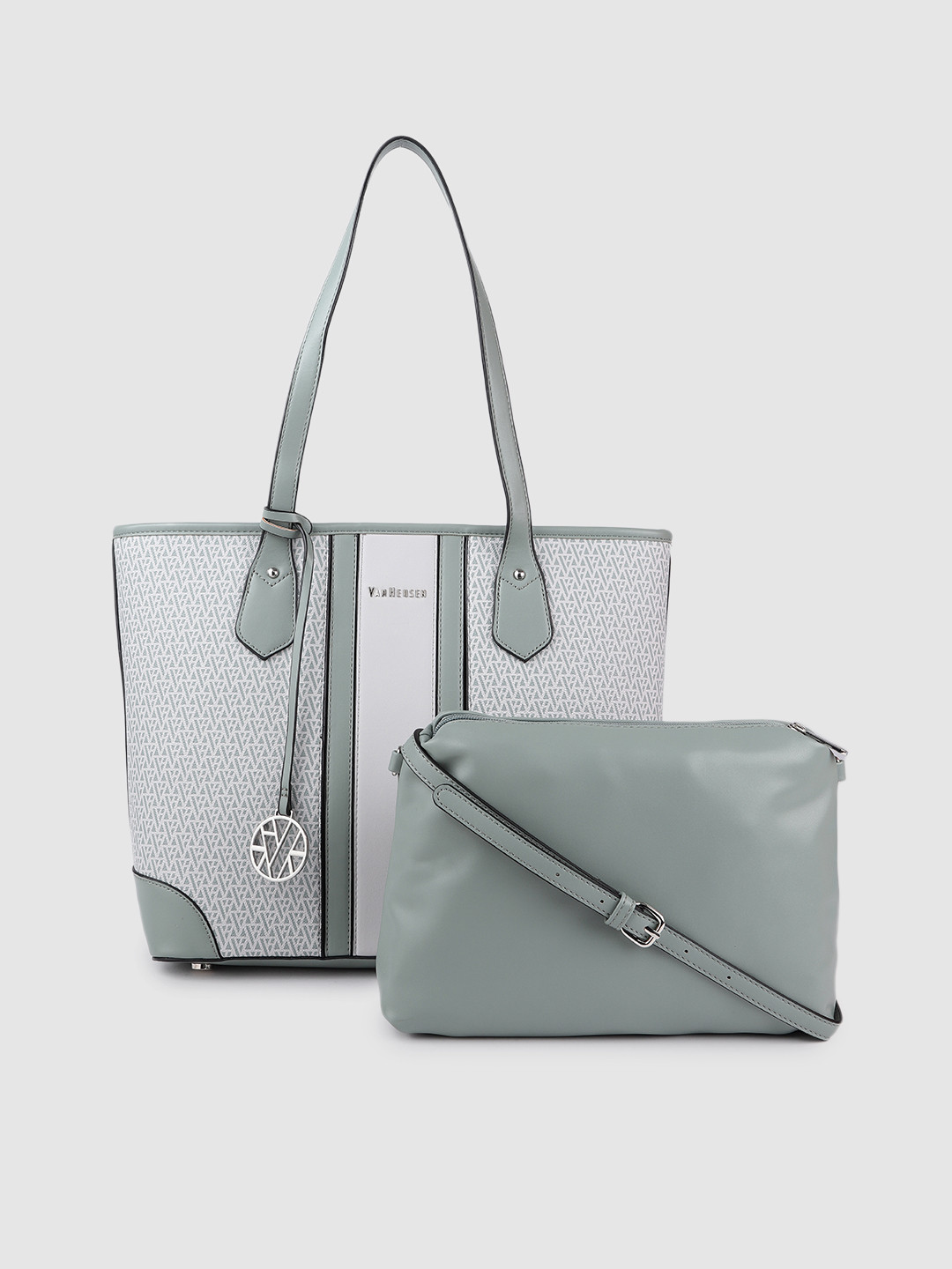 

Van Heusen Green & Off-White Printed Shoulder Bag