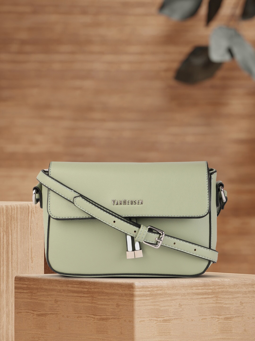 

Van Heusen Women Mint Green Structured Sling Bag