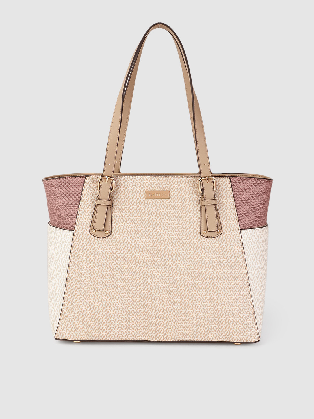 

Van Heusen Pink & White Brand Logo Printed Oversized Structured Shoulder Bag