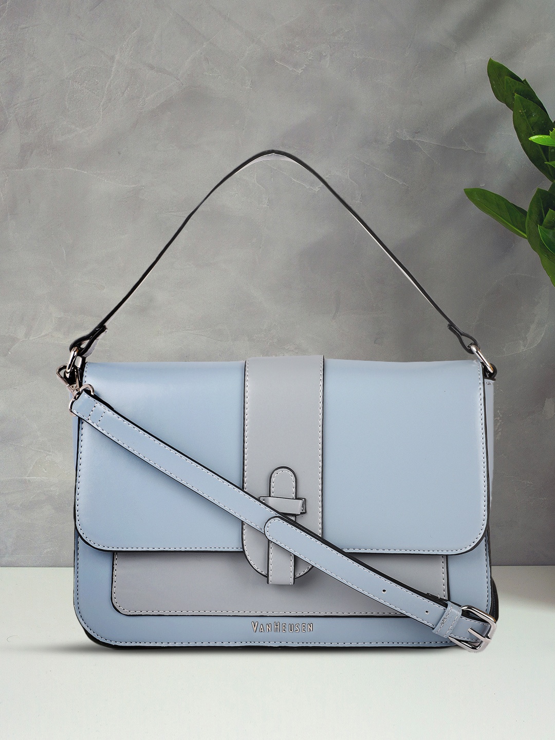 

Van Heusen Blue Solid Satchel