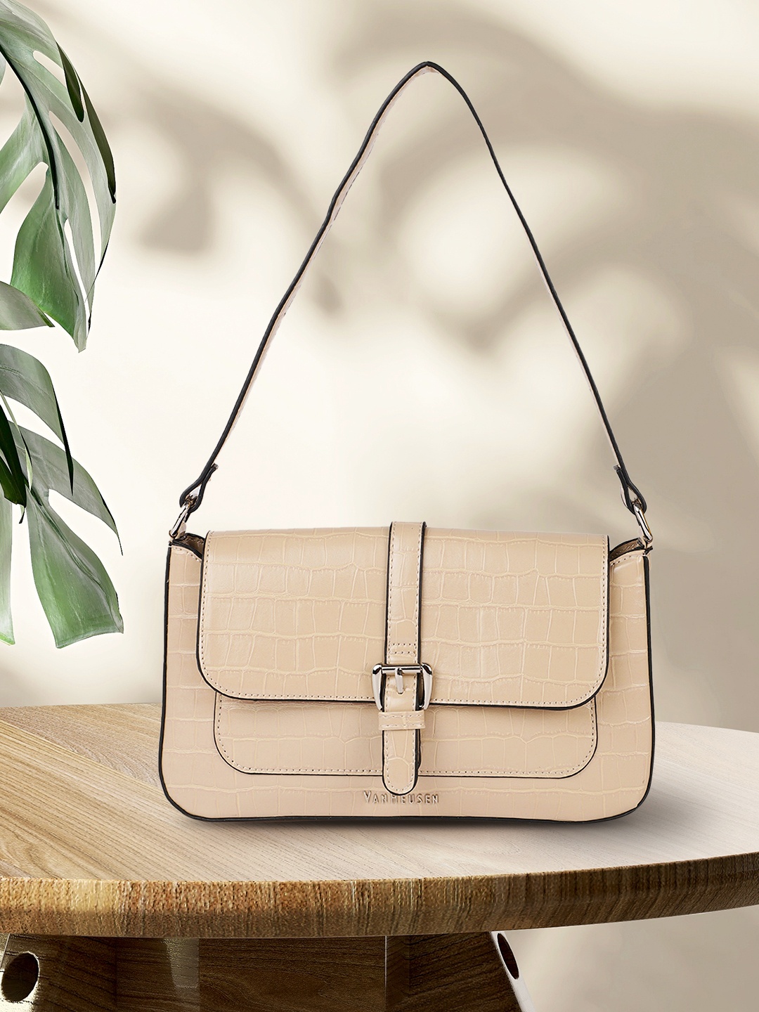 

Van Heusen Beige Textured Satchel