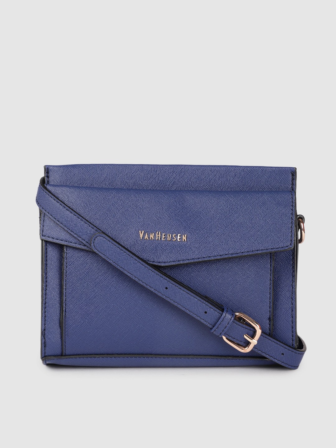 

Van Heusen Navy Blue Solid Structured Sling Bag