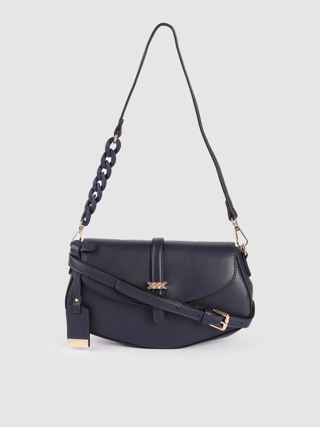 

Van Heusen Women Navy Blue Solid Structured Sling Bag