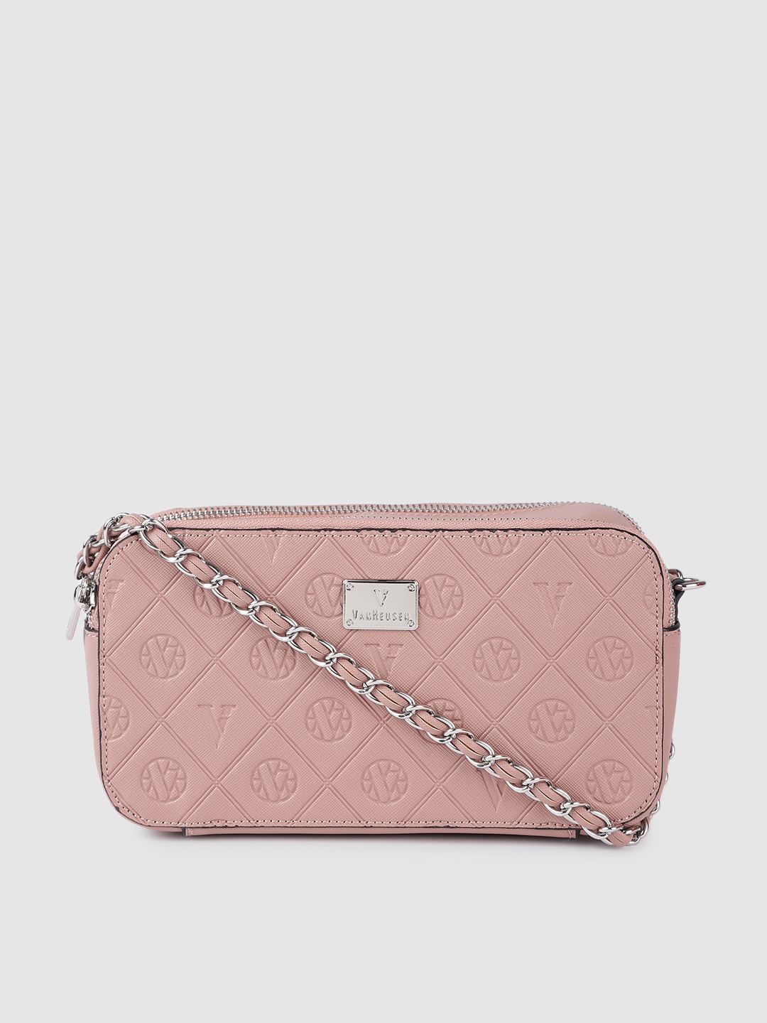 

Van Heusen Women Pink Textured Structured Sling Bag