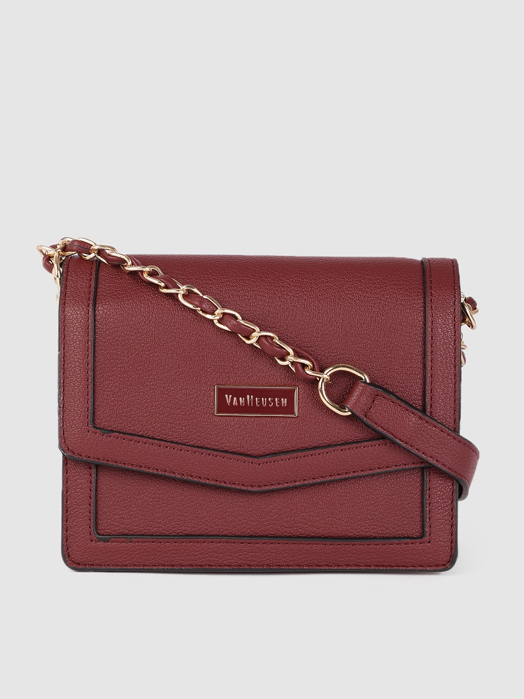 

Van Heusen Women Burgundy Structured Sling Bag