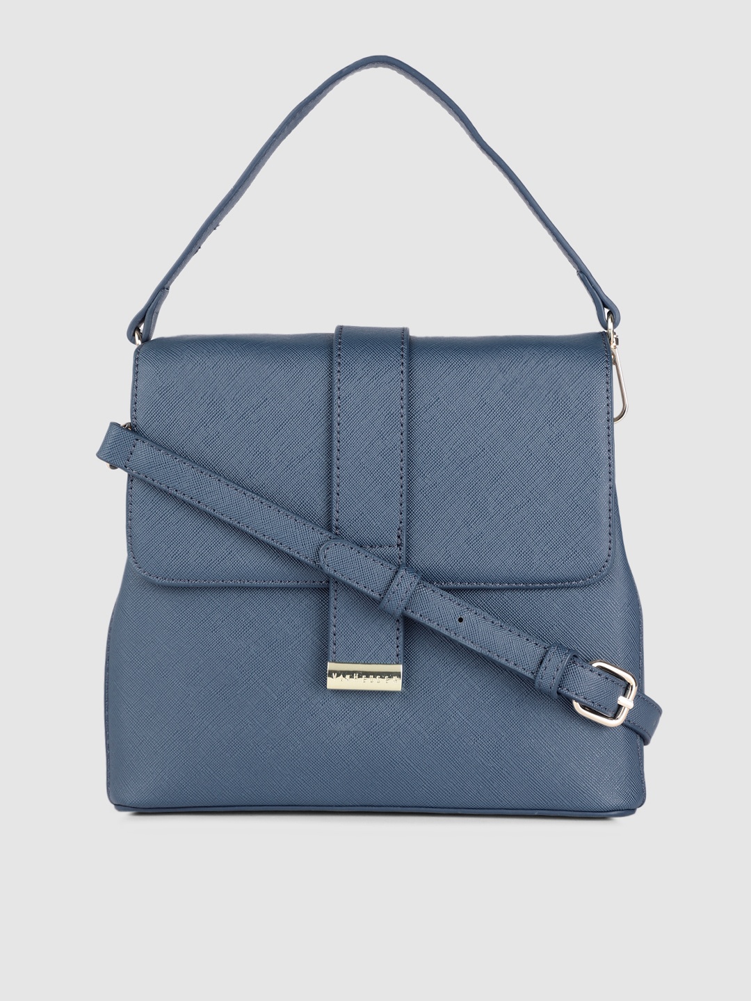 

Van Heusen Teal Blue Solid PU Structured Satchel