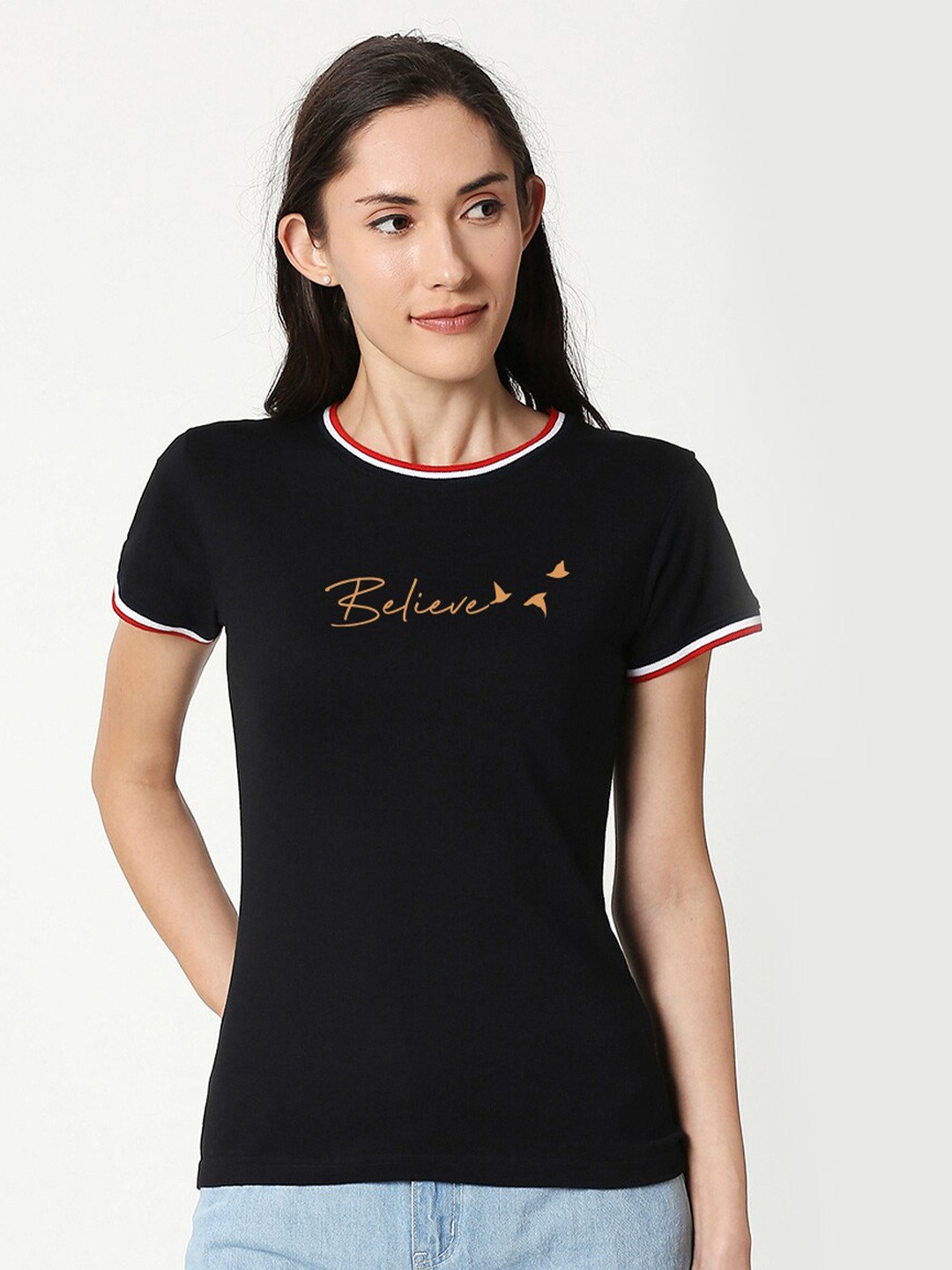

Bewakoof Women Black Typography T-shirt