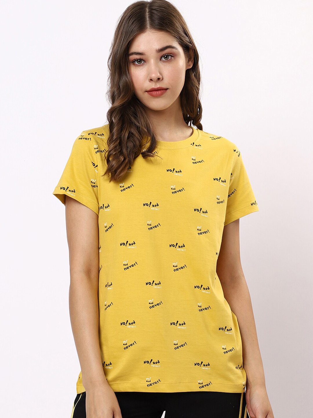 

Bewakoof Women Yellow Printed T-shirt